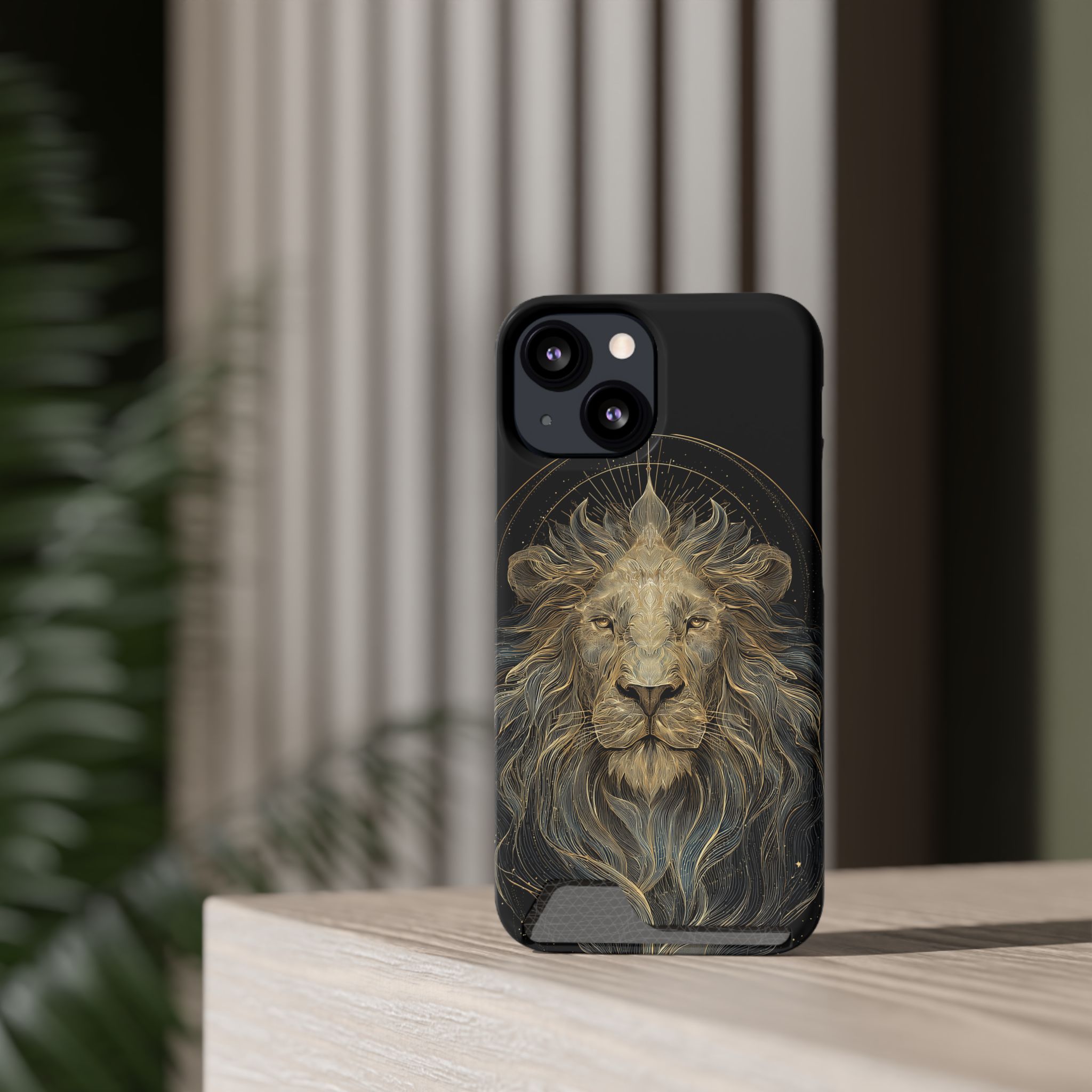Leo Zodiac Phone Case with Card Holder – Celestial Gold Lion - Image 36