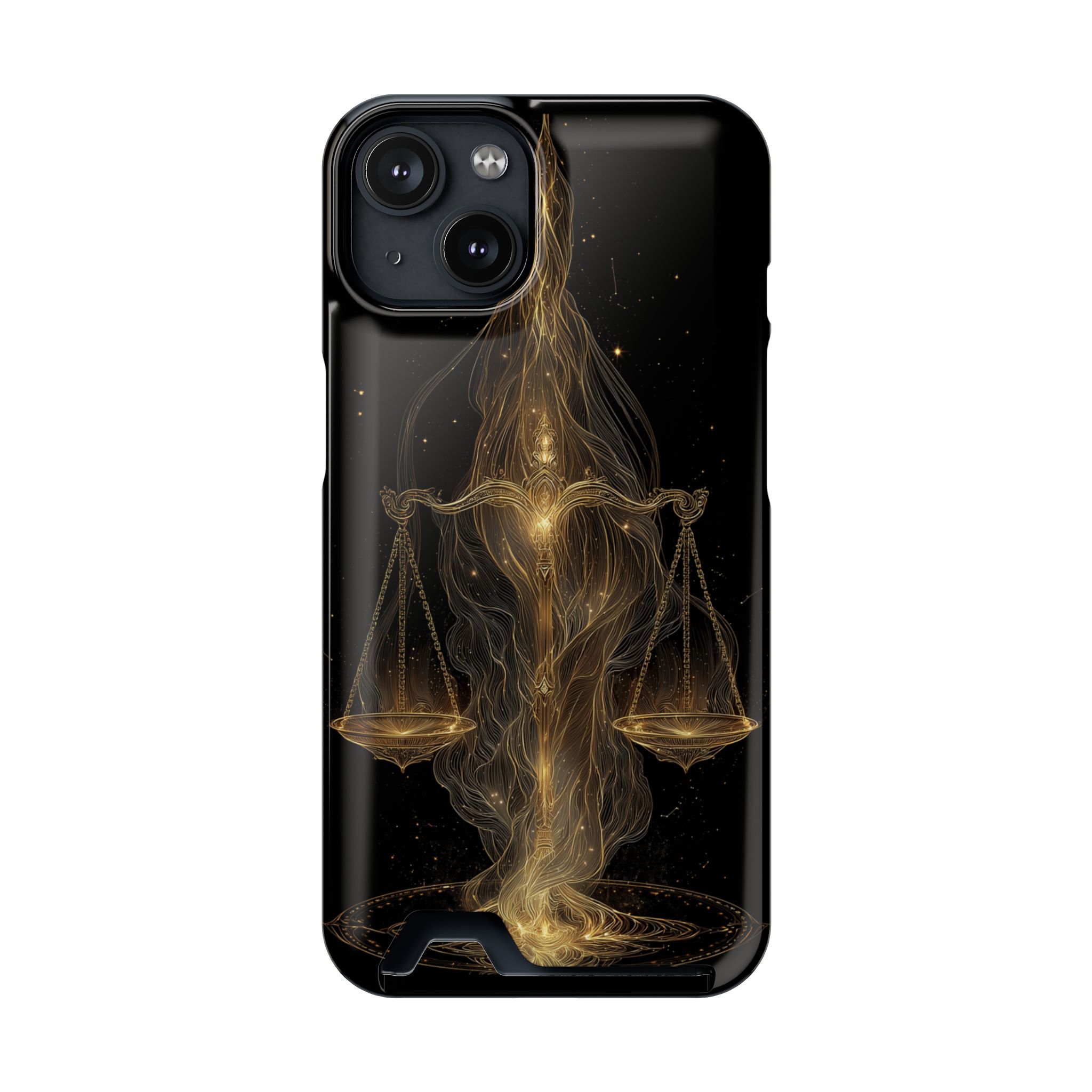 Libra Zodiac Phone Case with Card Holder – Celestial Gold Scales - Image 93