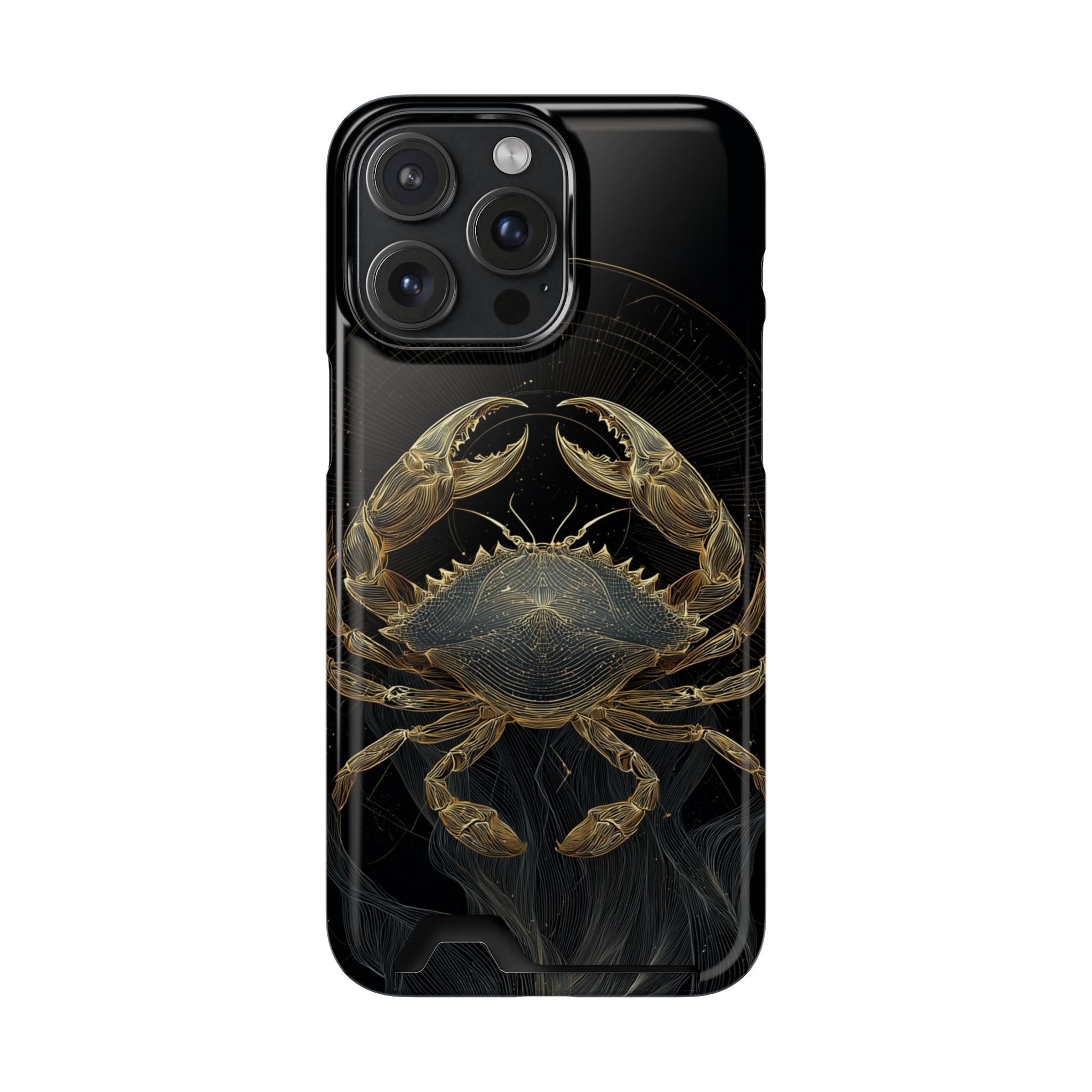 Cancer Zodiac Phone Case with Card Holder – Celestial Gold Crab - Image 103
