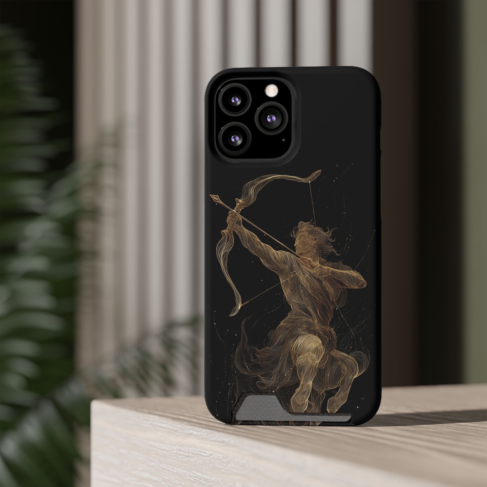 Sagittarius Zodiac Phone Case with Card Holder – Celestial Gold Archer - Image 56