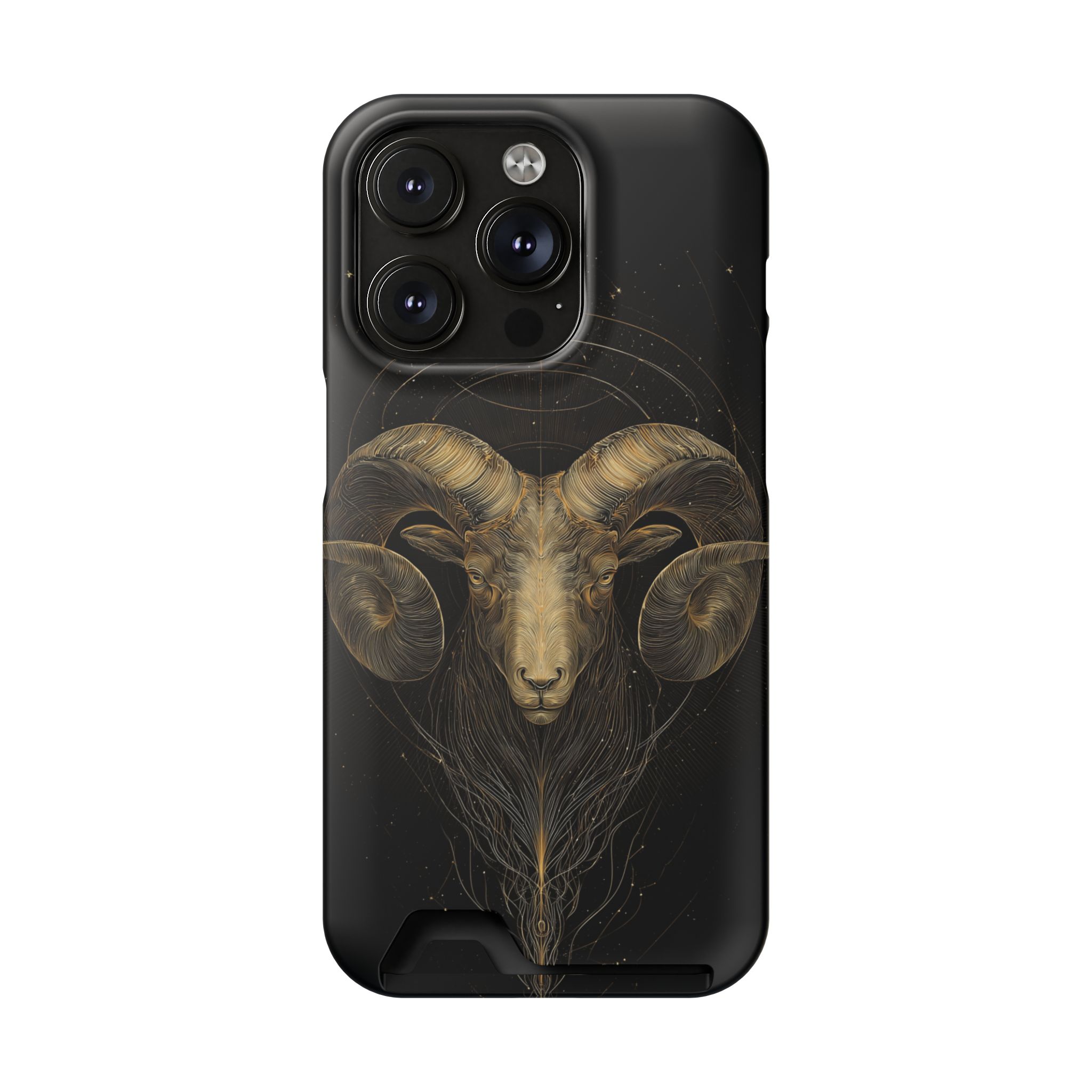 Aries Zodiac Phone Case with Card Holder – Celestial Gold Constellation - Image 90