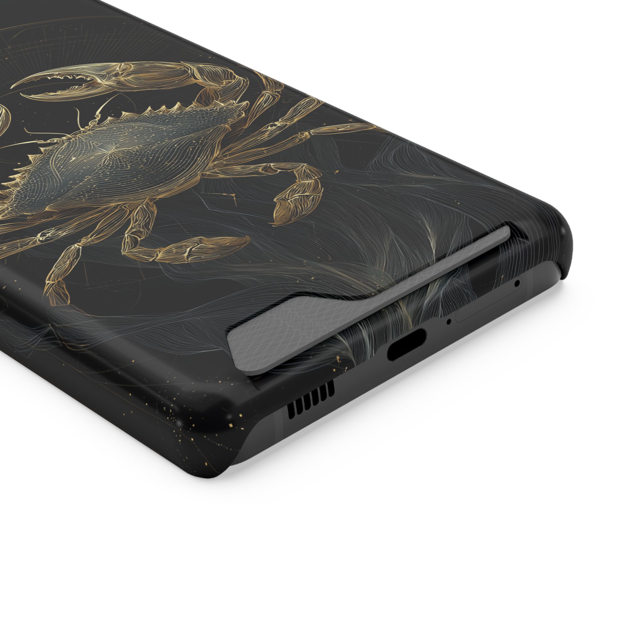 Cancer Zodiac Phone Case with Card Holder – Celestial Gold Crab - Image 74