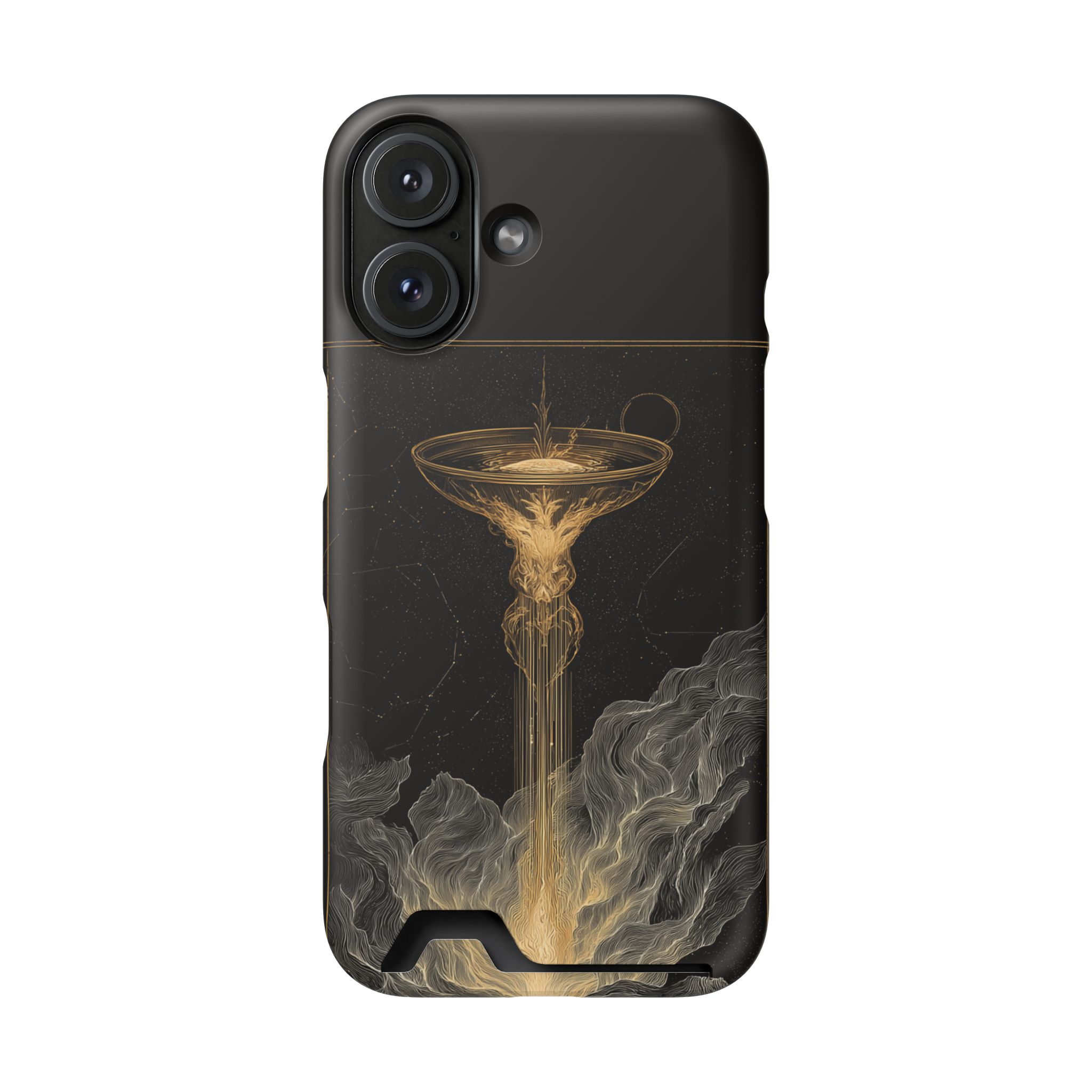 Aquarius Zodiac Phone Case with Card Holder – Celestial Gold Water Bearer - Image 106
