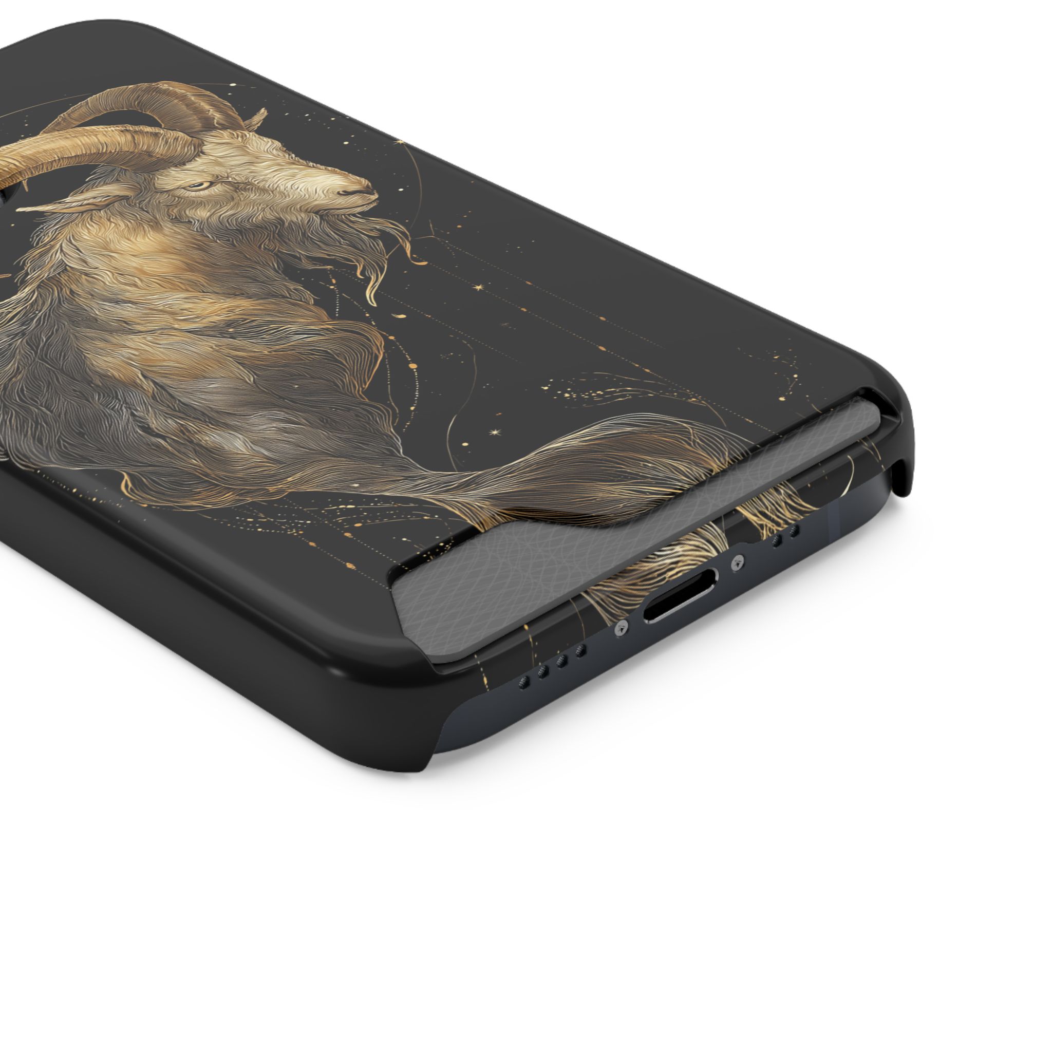 Capricorn Zodiac Phone Case with Card Holder – Celestial Gold Sea-Goat - Image 34