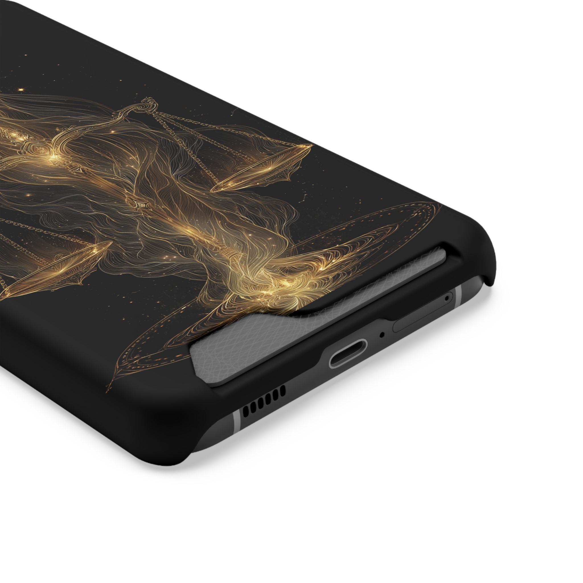 Libra Zodiac Phone Case with Card Holder – Celestial Gold Scales - Image 14