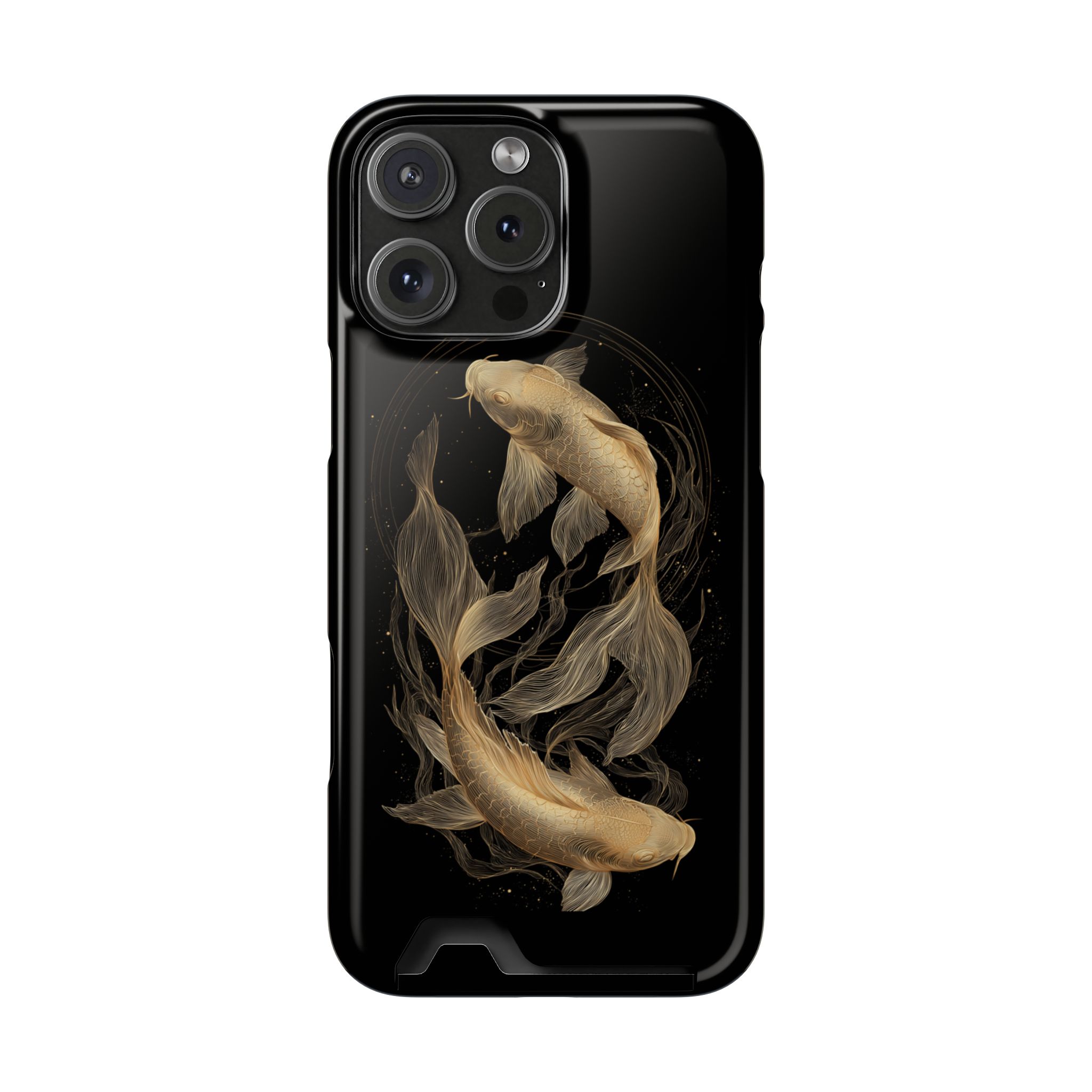 Pisces Zodiac Phone Case with Card Holder – Celestial Gold Fish - Image 111