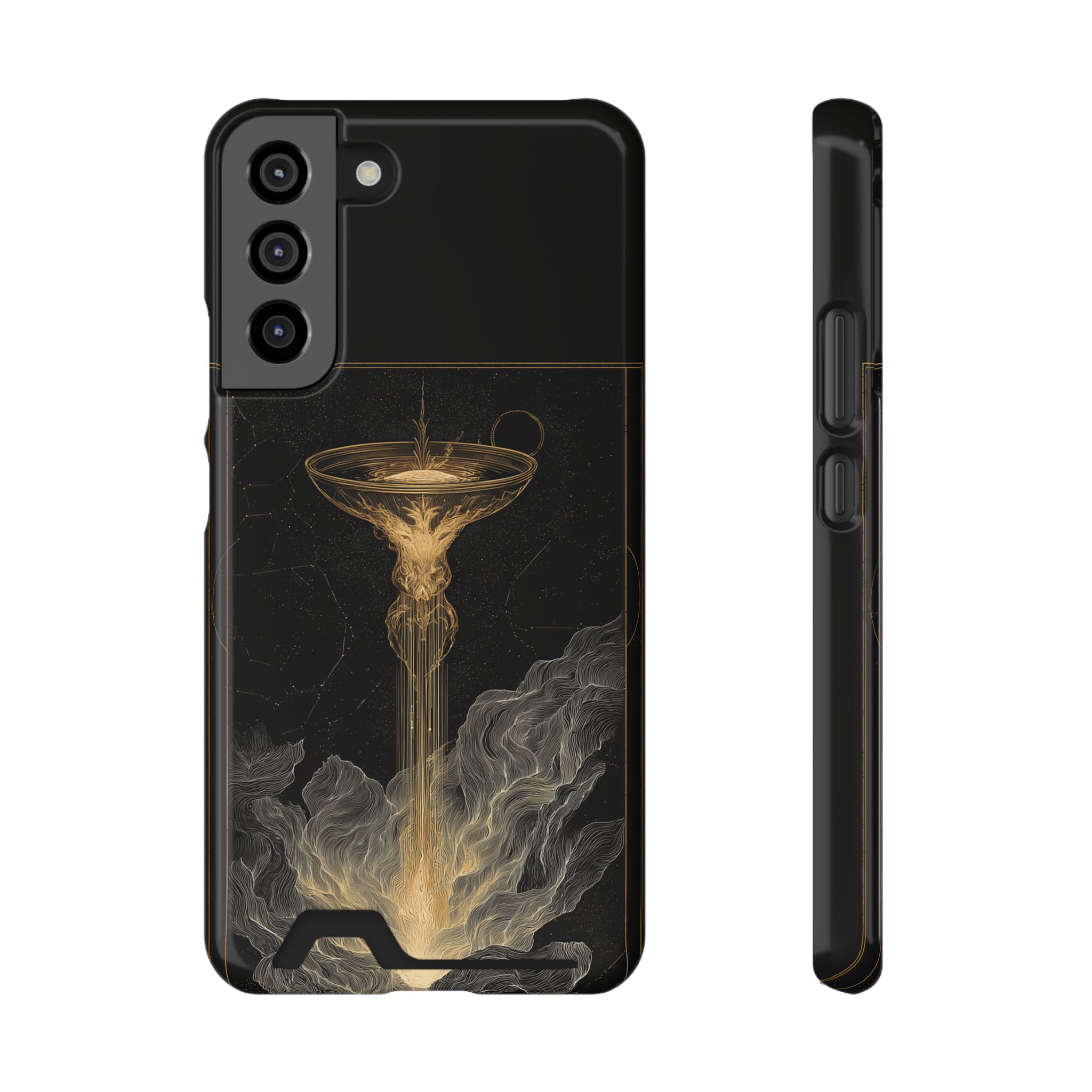 Aquarius Zodiac Phone Case with Card Holder – Celestial Gold Water Bearer - Image 9