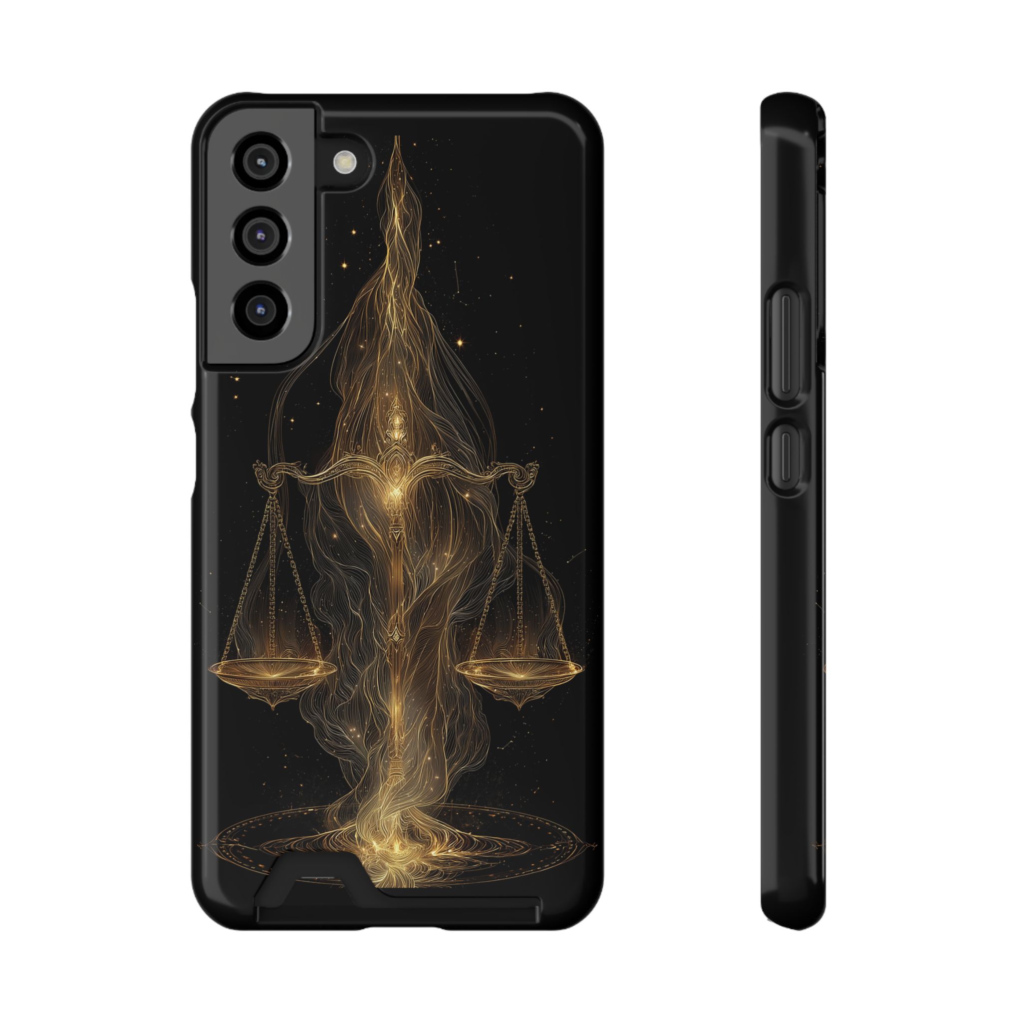 Libra Zodiac Phone Case with Card Holder – Celestial Gold Scales - Image 9