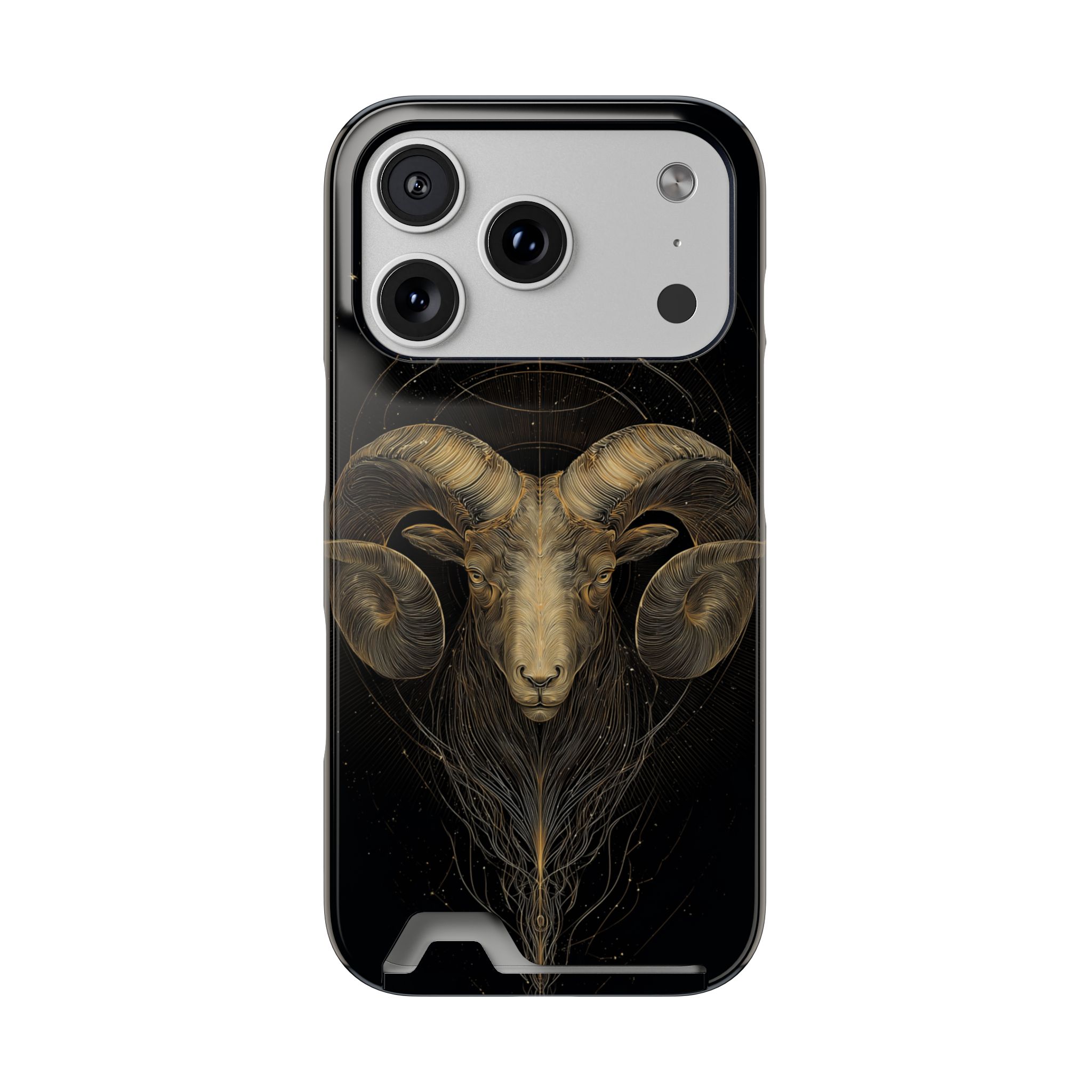Aries Zodiac Phone Case with Card Holder – Celestial Gold Constellation - Image 87