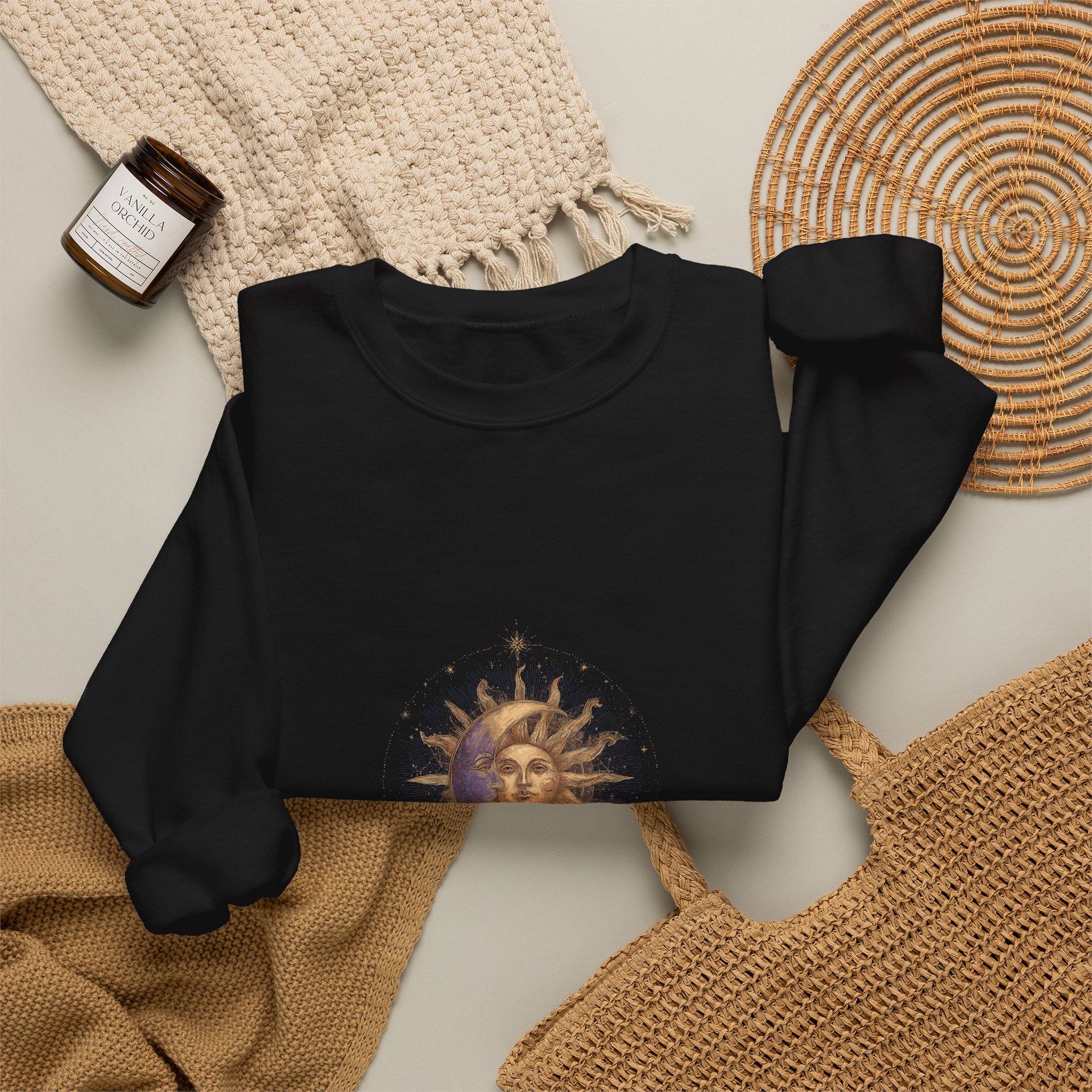 Celestial Sun & Moon Sweatshirt – Gold Cosmic Astrology Crewneck - Image 4