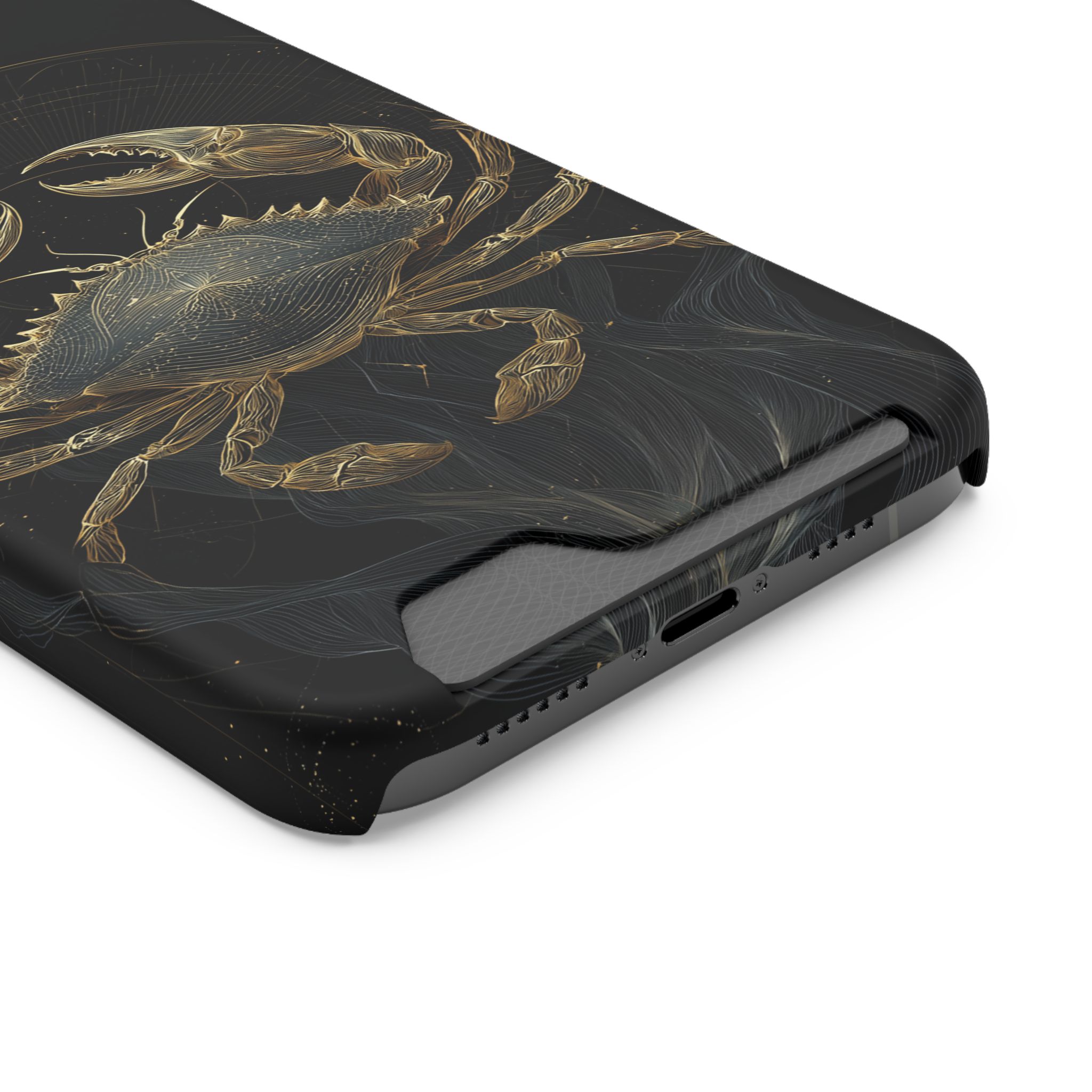 Cancer Zodiac Phone Case with Card Holder – Celestial Gold Crab - Image 54