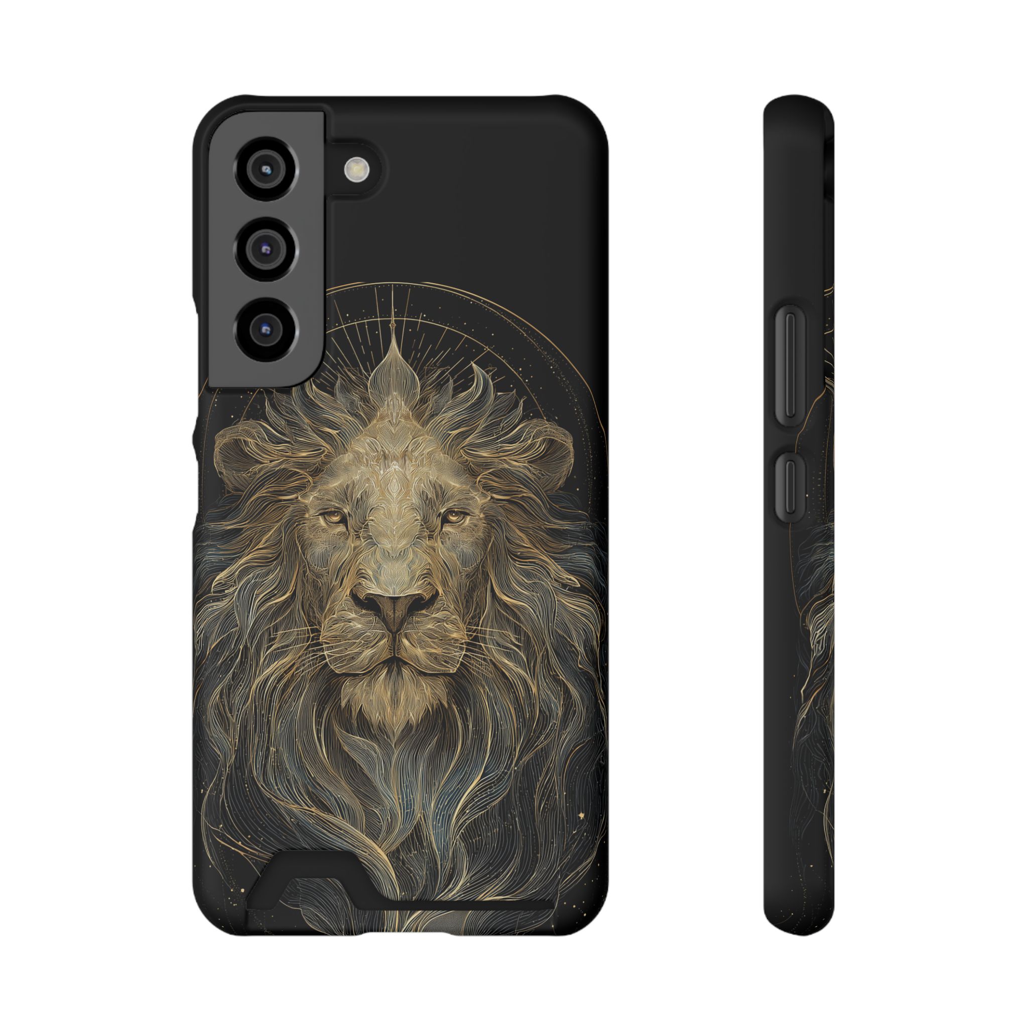 Leo Zodiac Phone Case with Card Holder – Celestial Gold Lion - Image 5