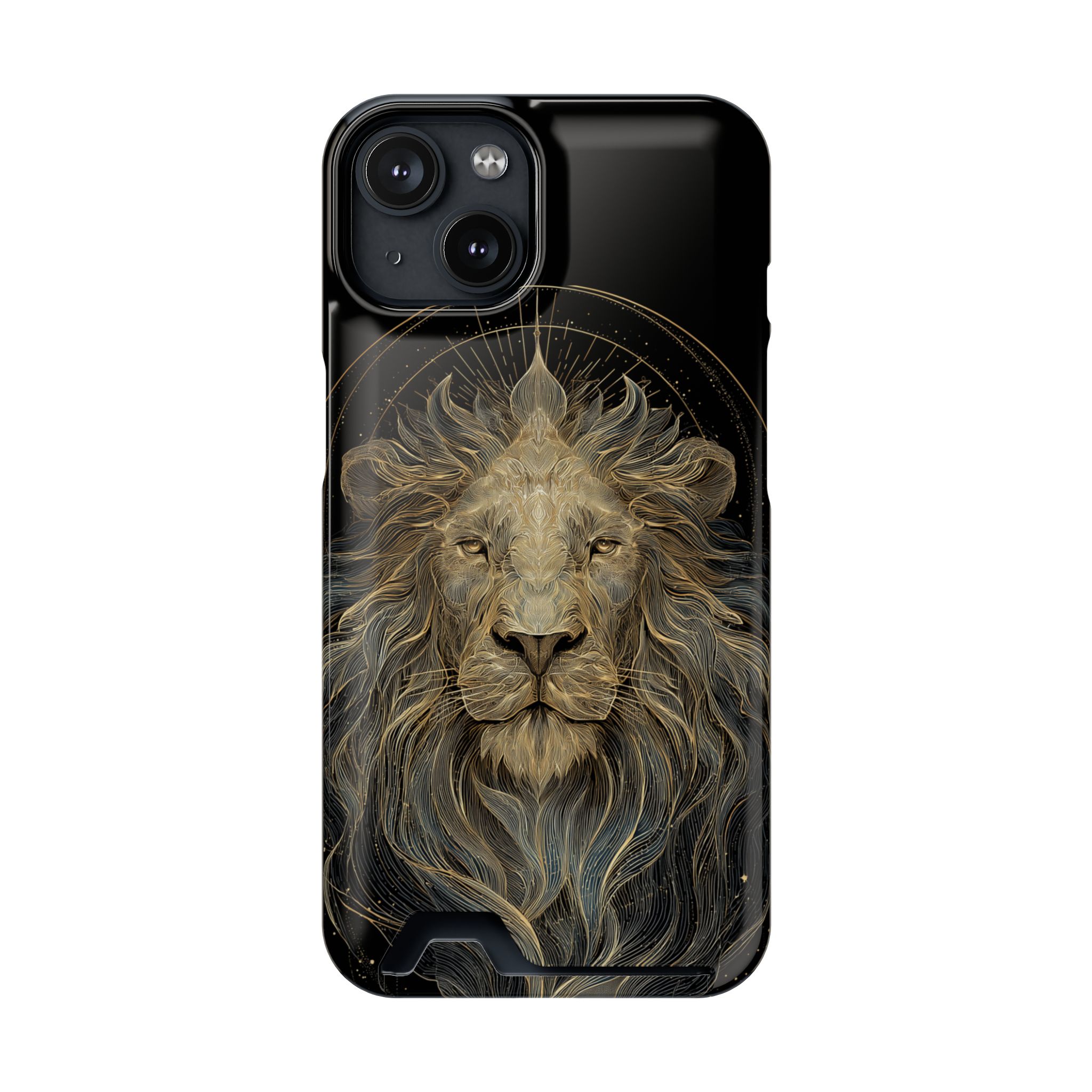 Leo Zodiac Phone Case with Card Holder – Celestial Gold Lion - Image 93