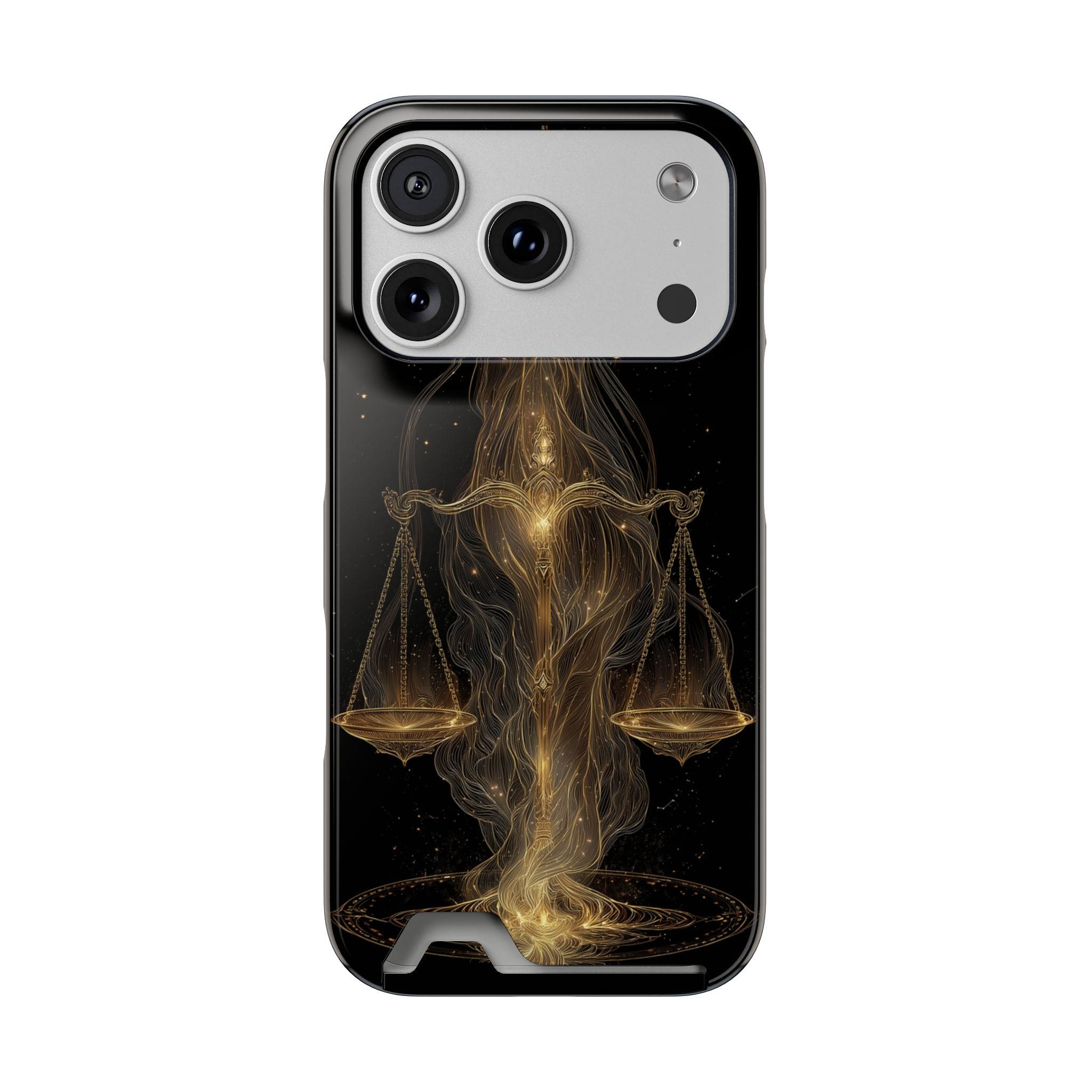 Libra Zodiac Phone Case with Card Holder – Celestial Gold Scales - Image 87