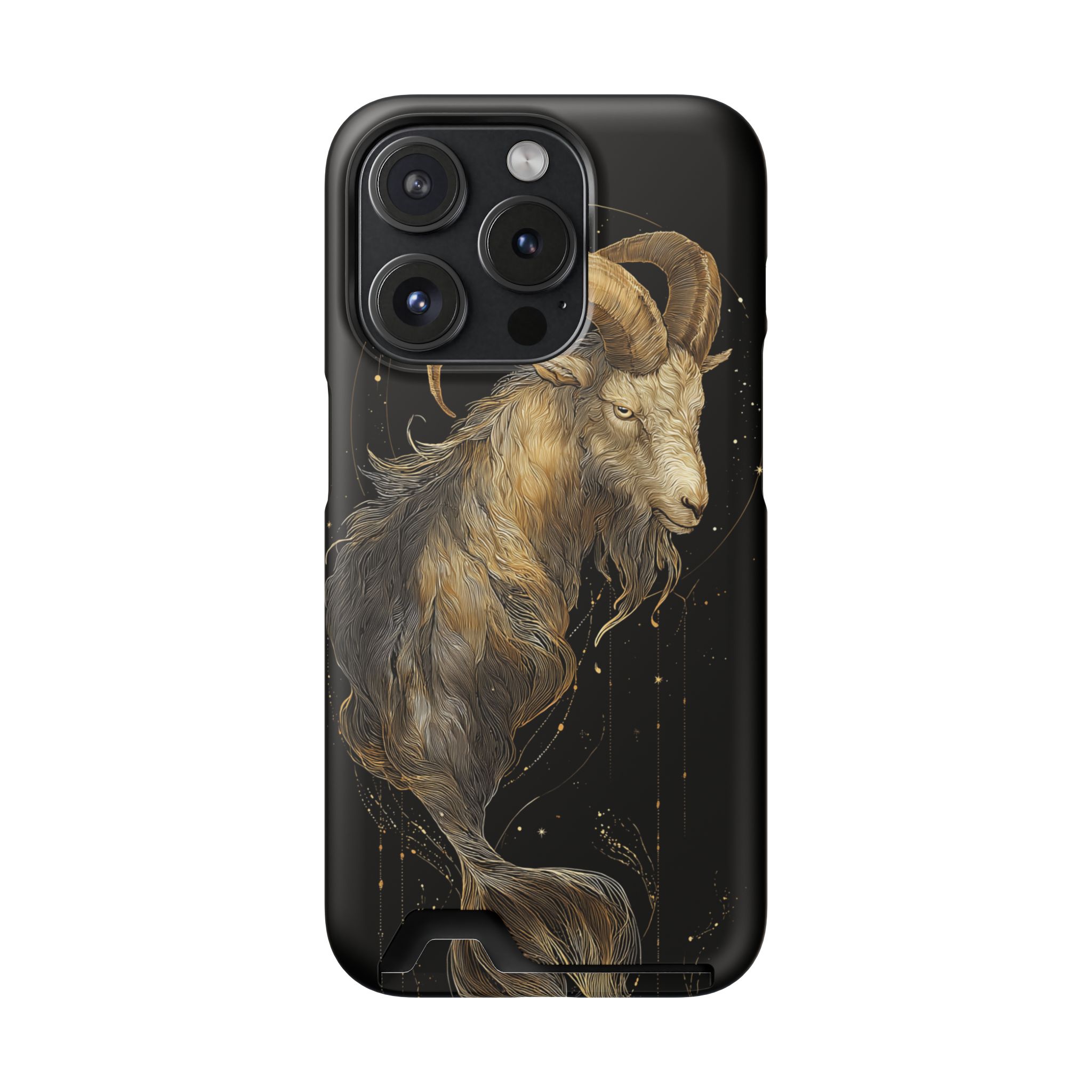 Capricorn Zodiac Phone Case with Card Holder – Celestial Gold Sea-Goat - Image 100