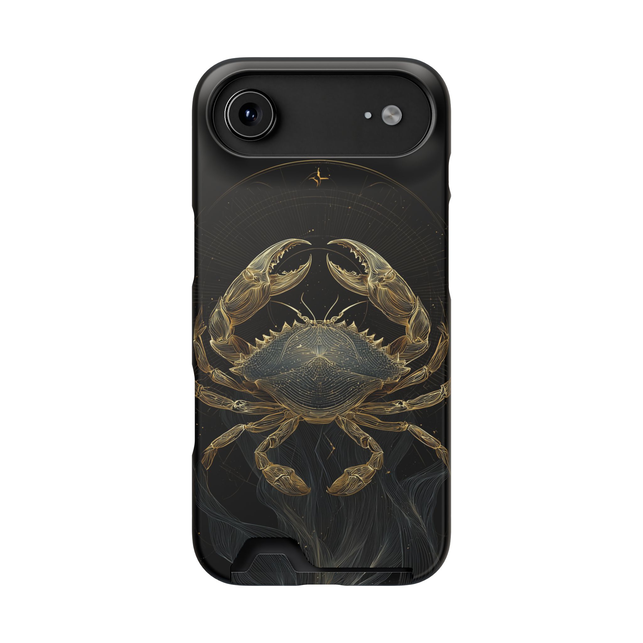 Cancer Zodiac Phone Case with Card Holder – Celestial Gold Crab - Image 82