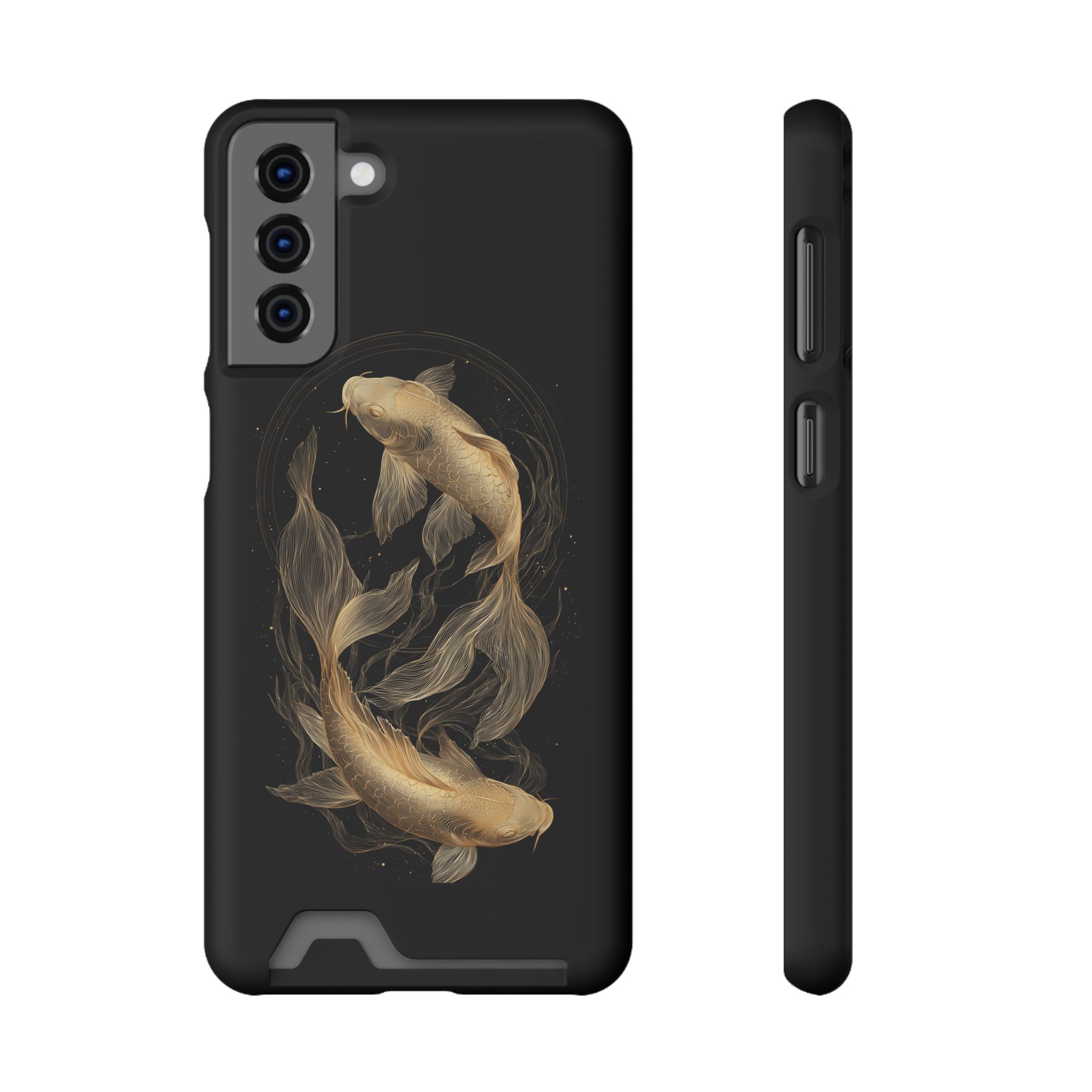 Pisces Zodiac Phone Case with Card Holder – Celestial Gold Fish - Image 69