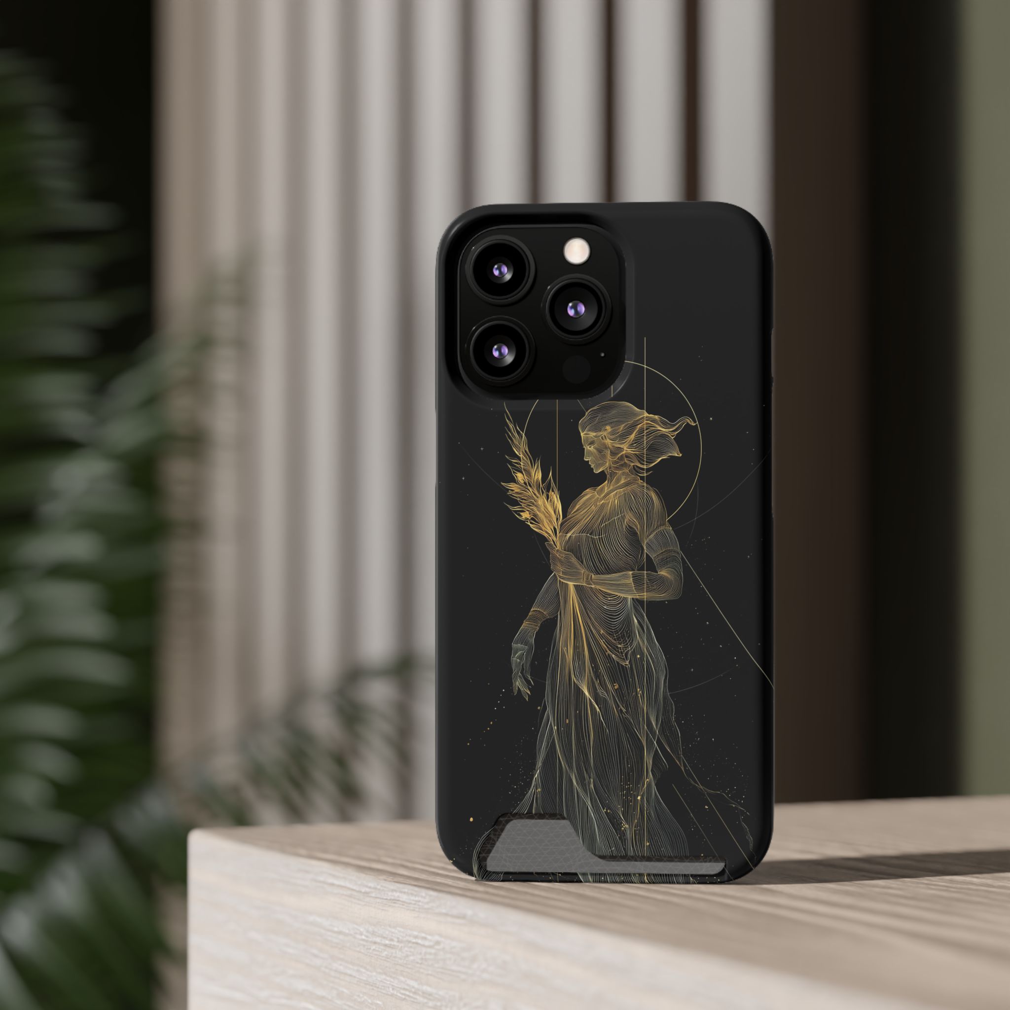 Virgo Zodiac Phone Case with Card Holder – Celestial Gold Maiden - Image 44