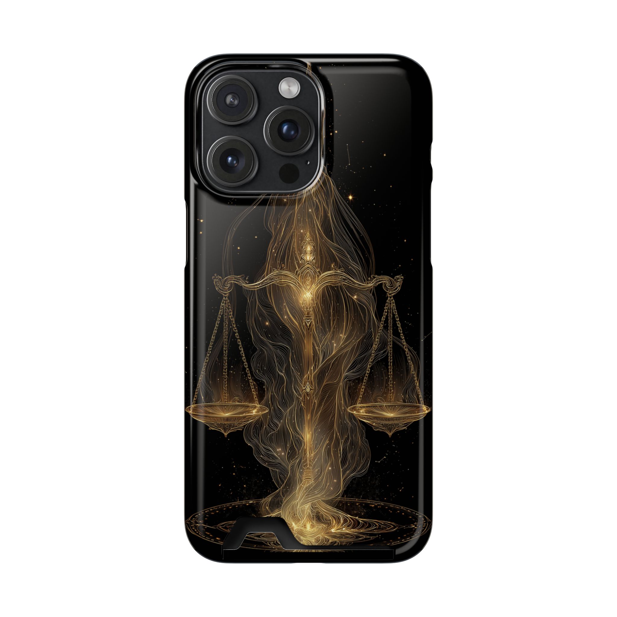 Libra Zodiac Phone Case with Card Holder – Celestial Gold Scales - Image 103