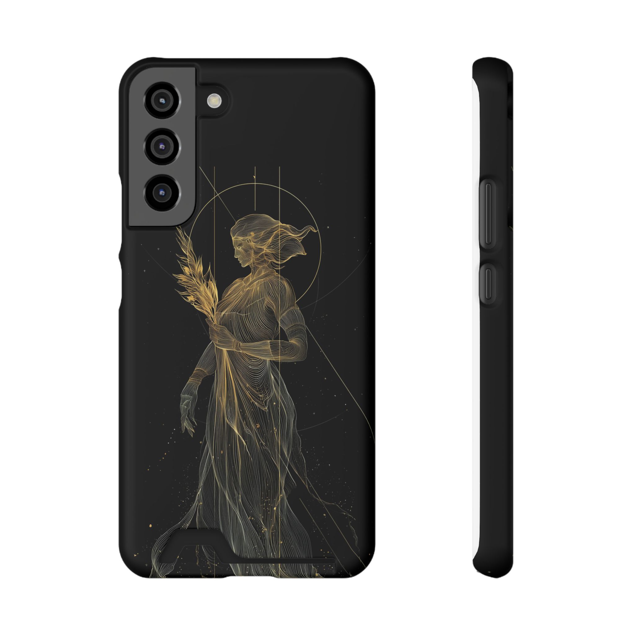 Virgo Zodiac Phone Case with Card Holder – Celestial Gold Maiden - Image 13