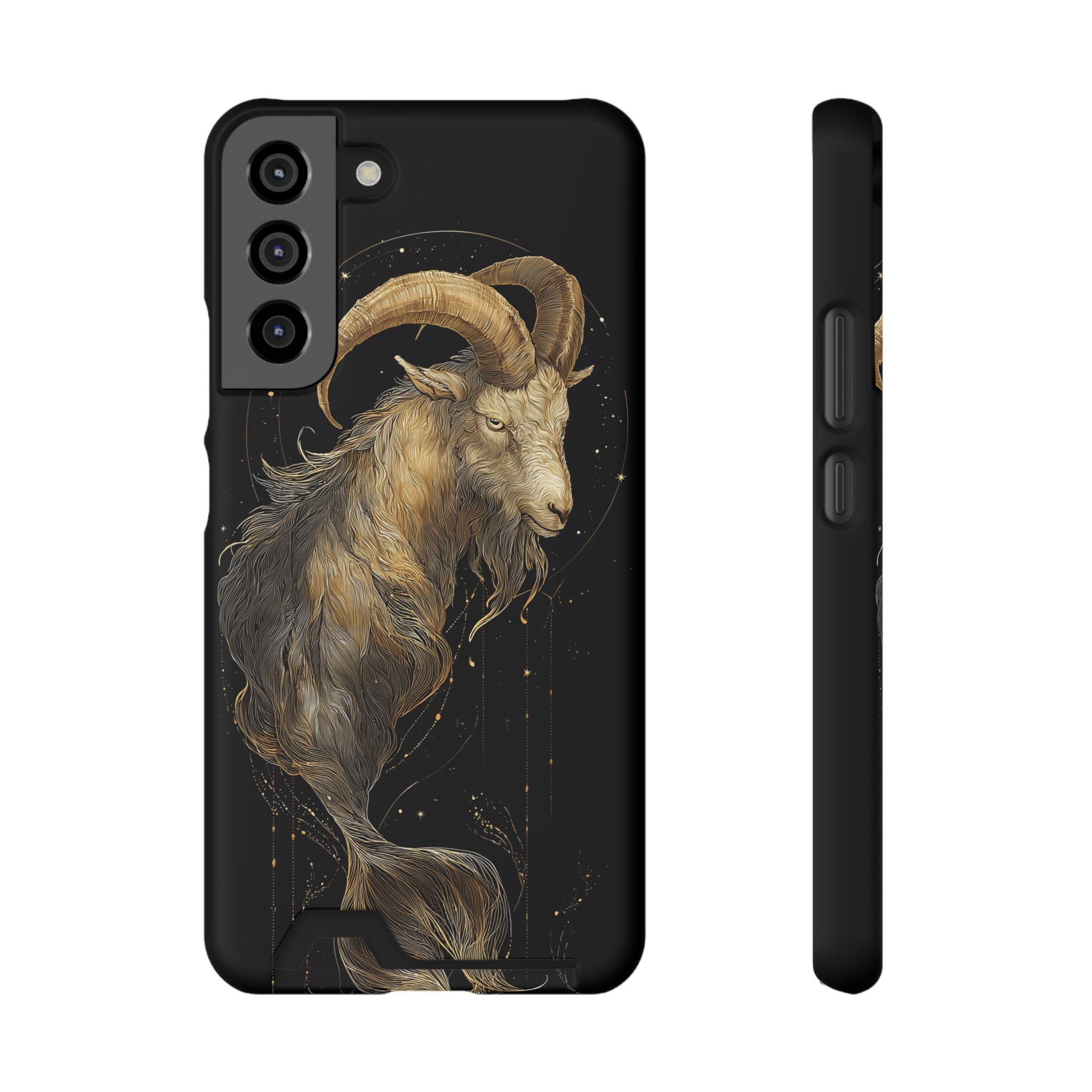 Capricorn Zodiac Phone Case with Card Holder – Celestial Gold Sea-Goat - Image 13