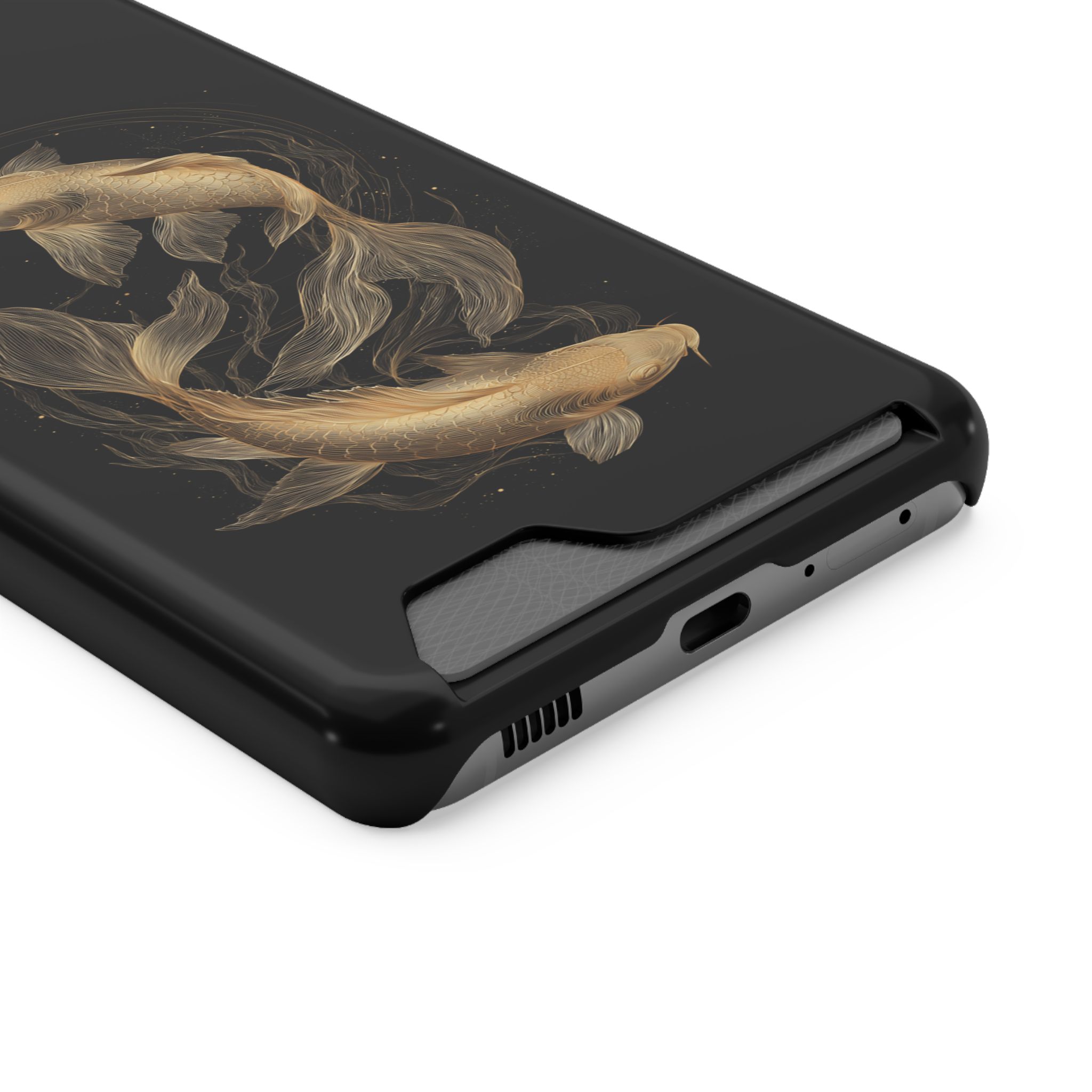 Pisces Zodiac Phone Case with Card Holder – Celestial Gold Fish - Image 58