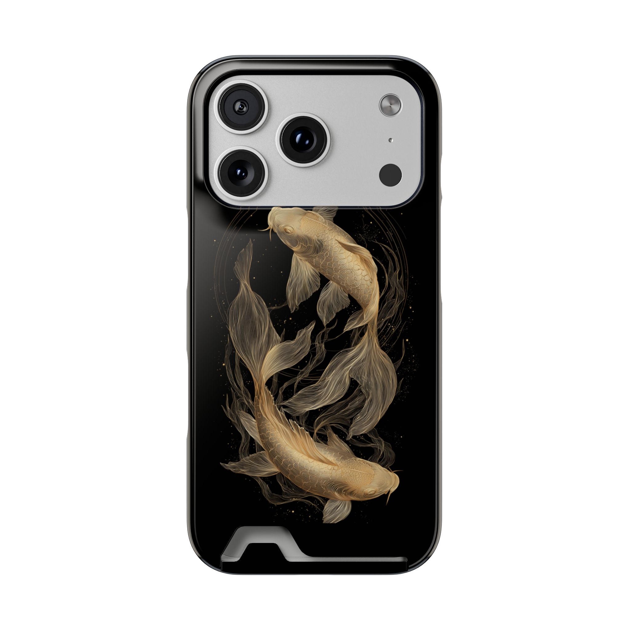 Pisces Zodiac Phone Case with Card Holder – Celestial Gold Fish - Image 87