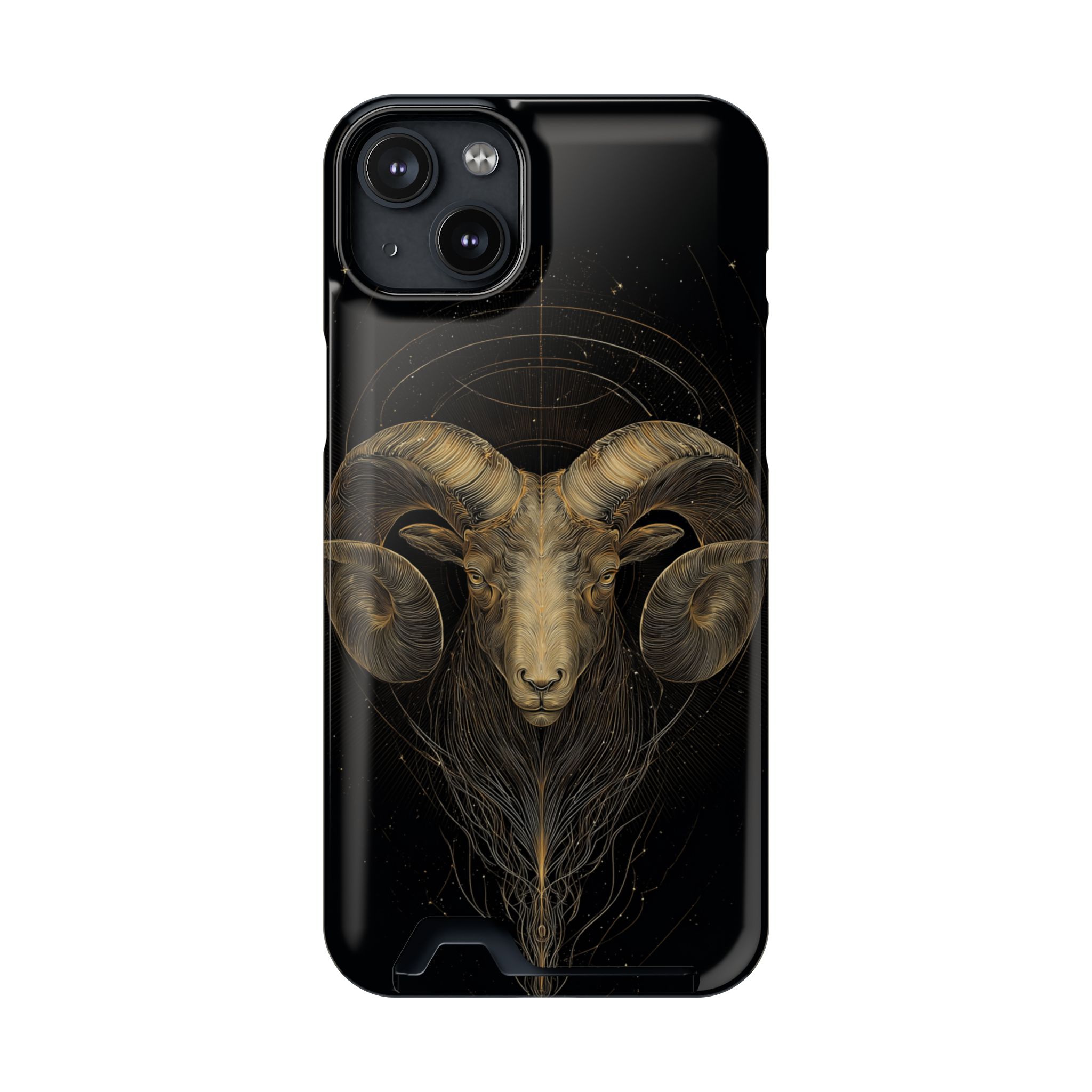 Aries Zodiac Phone Case with Card Holder – Celestial Gold Constellation - Image 95