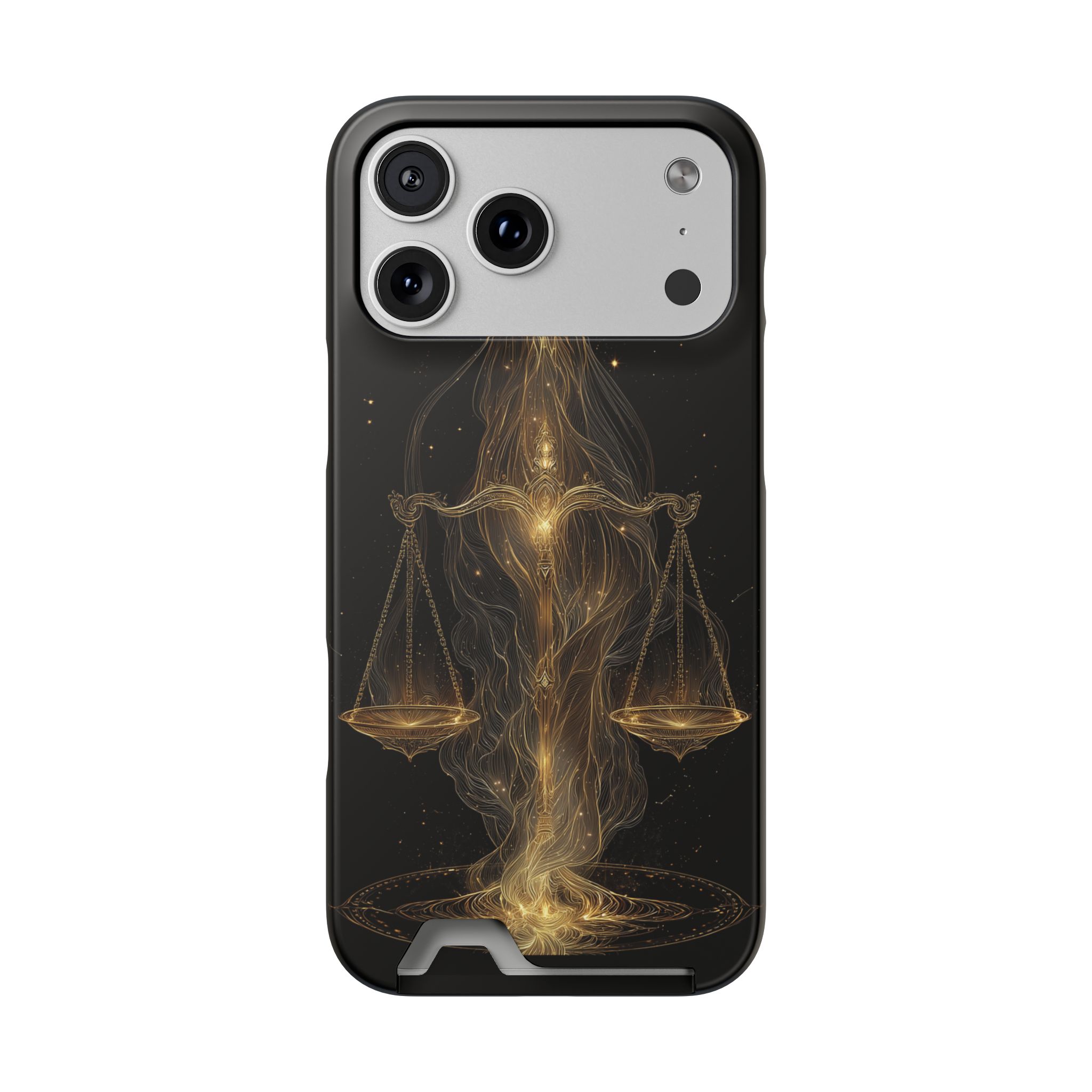 Libra Zodiac Phone Case with Card Holder – Celestial Gold Scales - Image 84