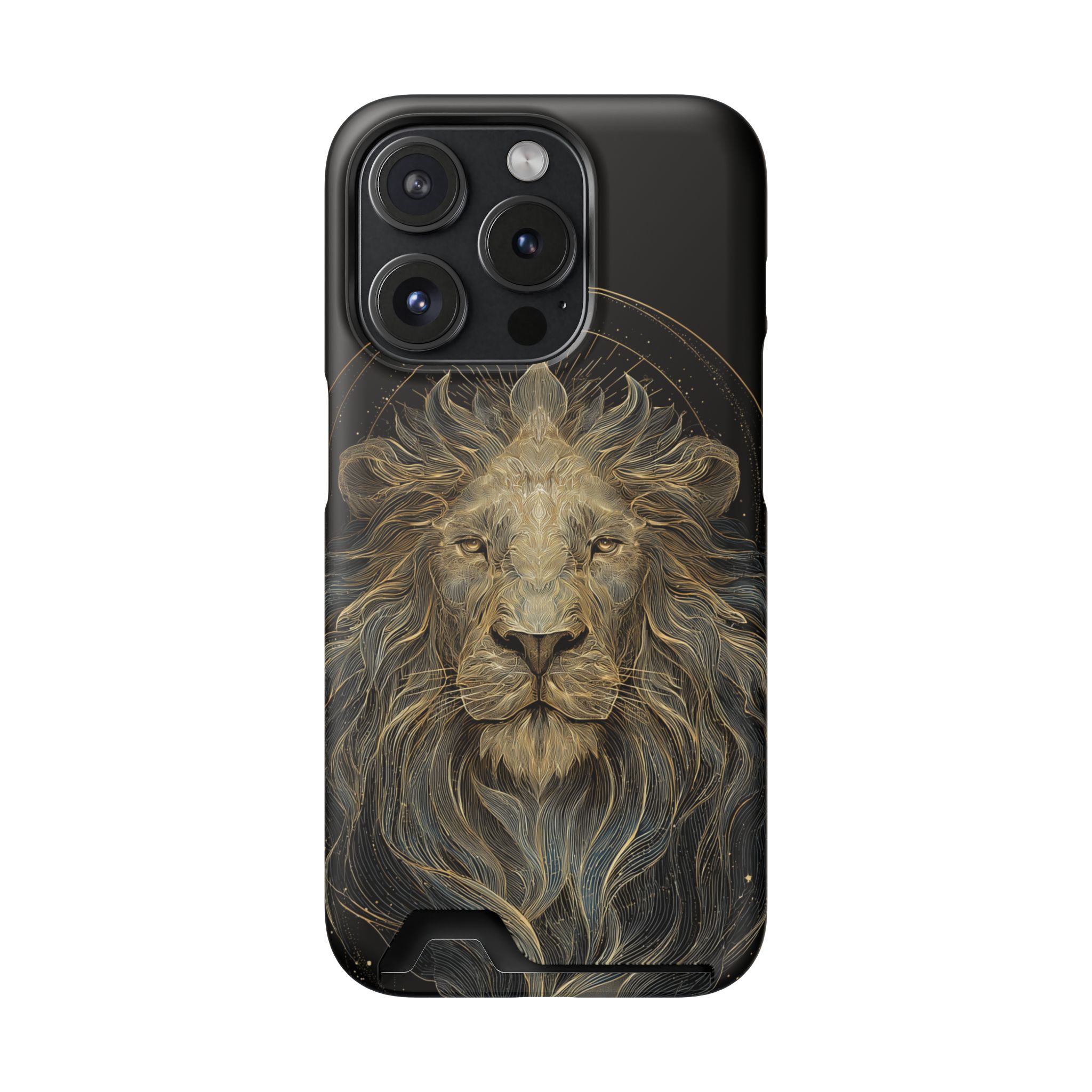 Leo Zodiac Phone Case with Card Holder – Celestial Gold Lion - Image 100