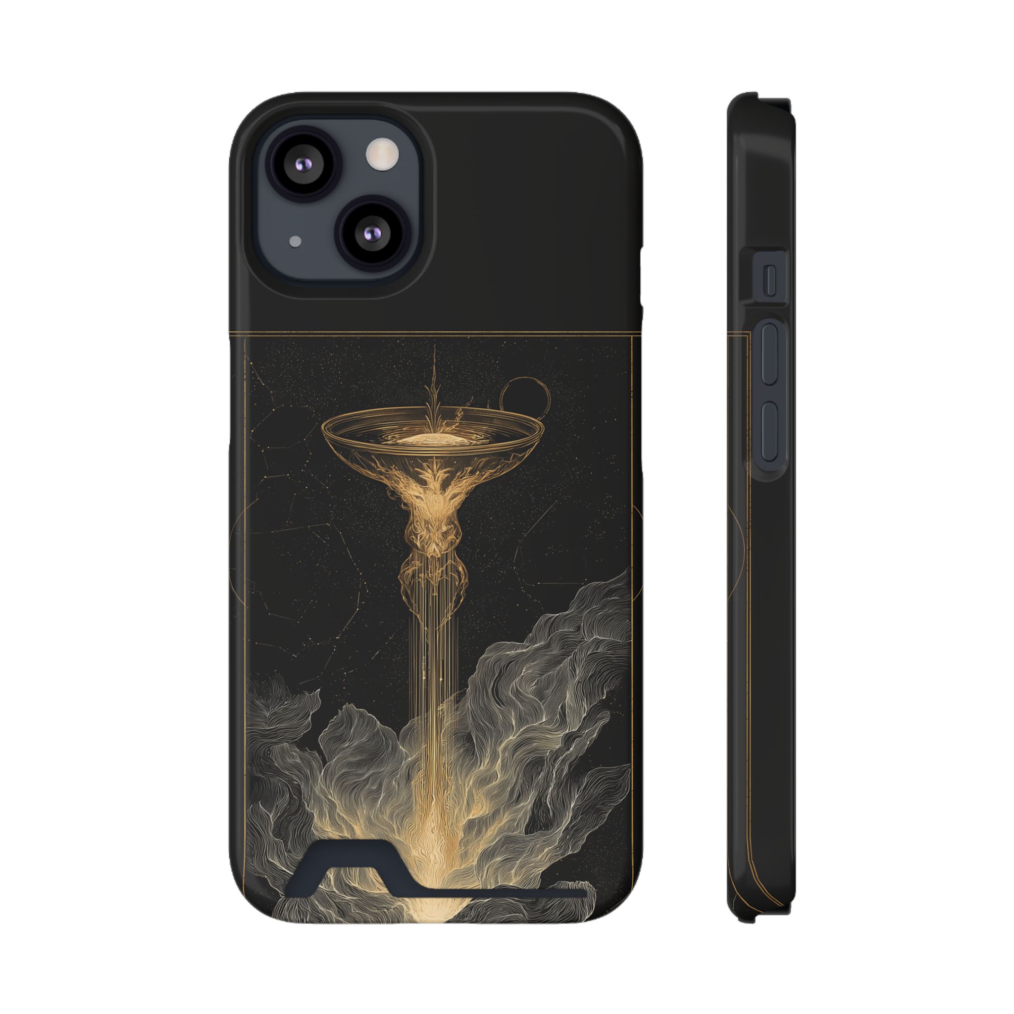 Aquarius Zodiac Phone Case with Card Holder – Celestial Gold Water Bearer - Image 25