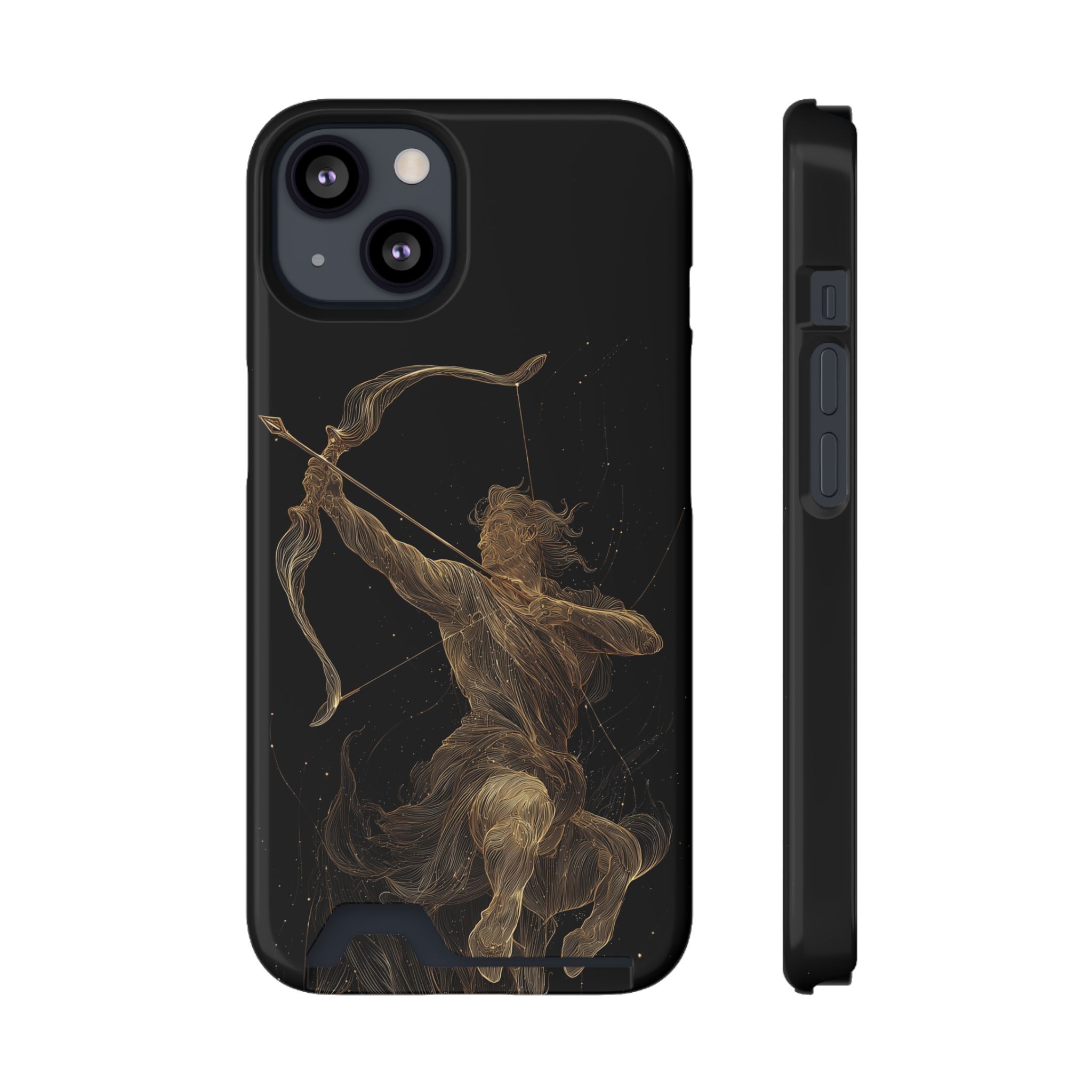 Sagittarius Zodiac Phone Case with Card Holder – Celestial Gold Archer - Image 25