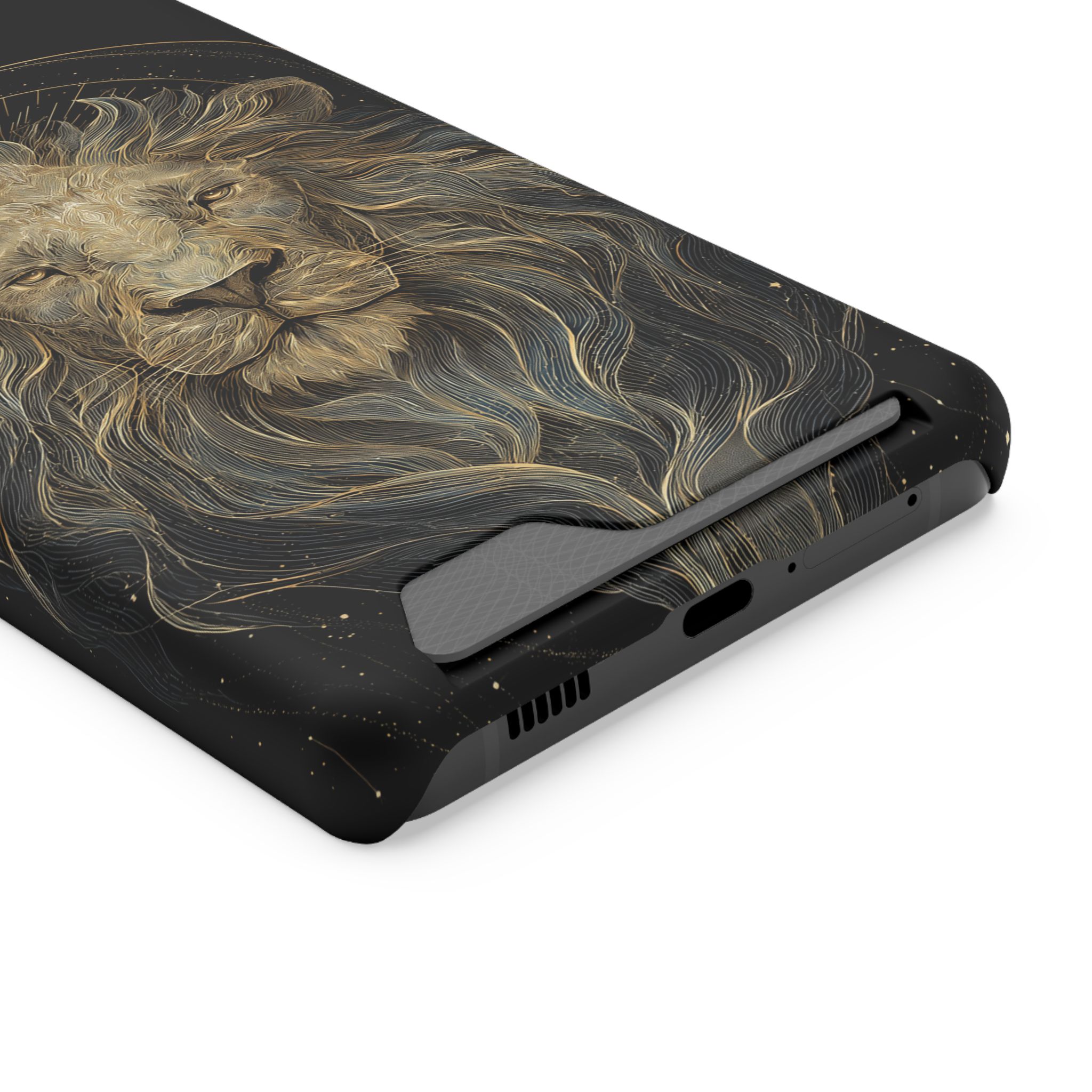 Leo Zodiac Phone Case with Card Holder – Celestial Gold Lion - Image 78