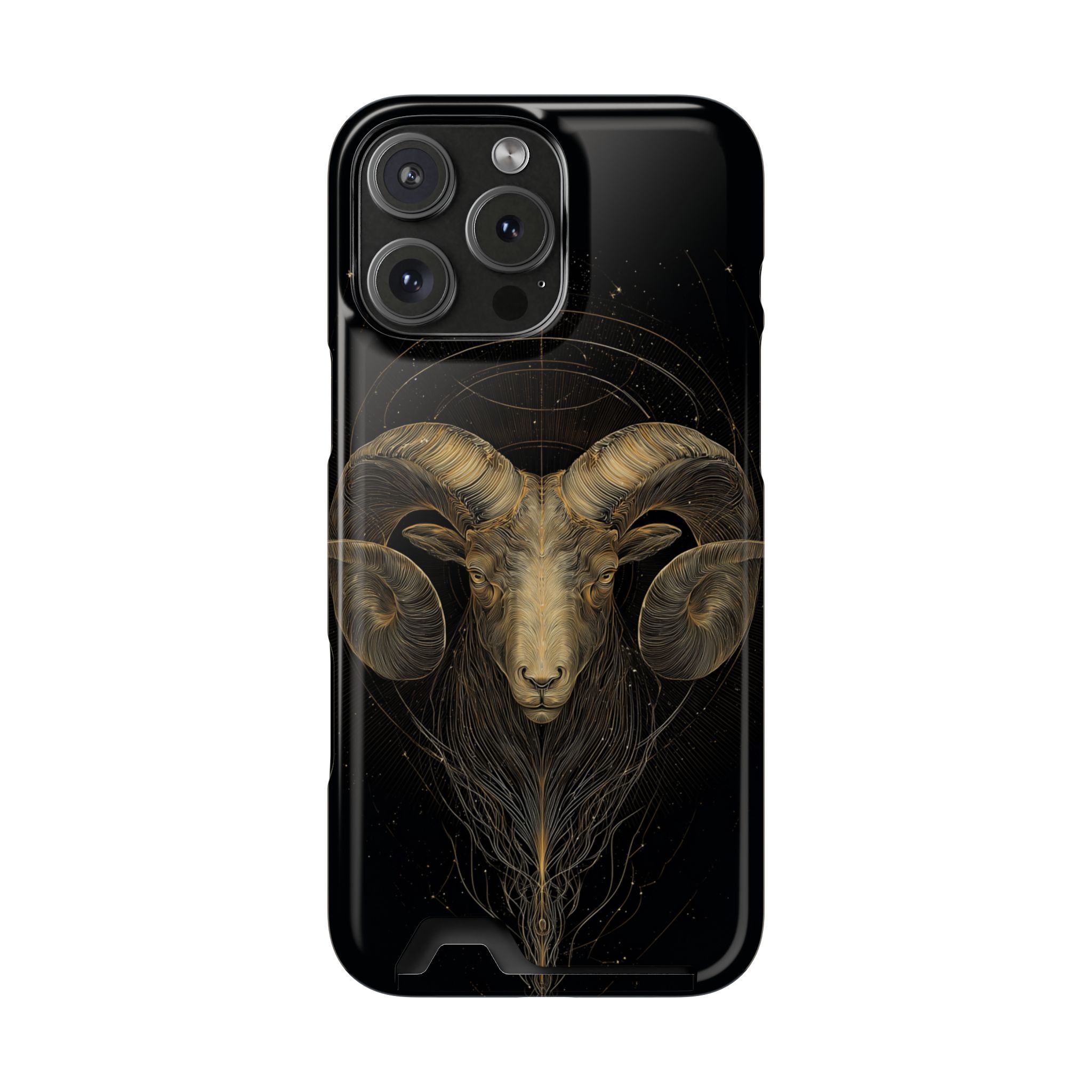 Aries Zodiac Phone Case with Card Holder – Celestial Gold Constellation - Image 111
