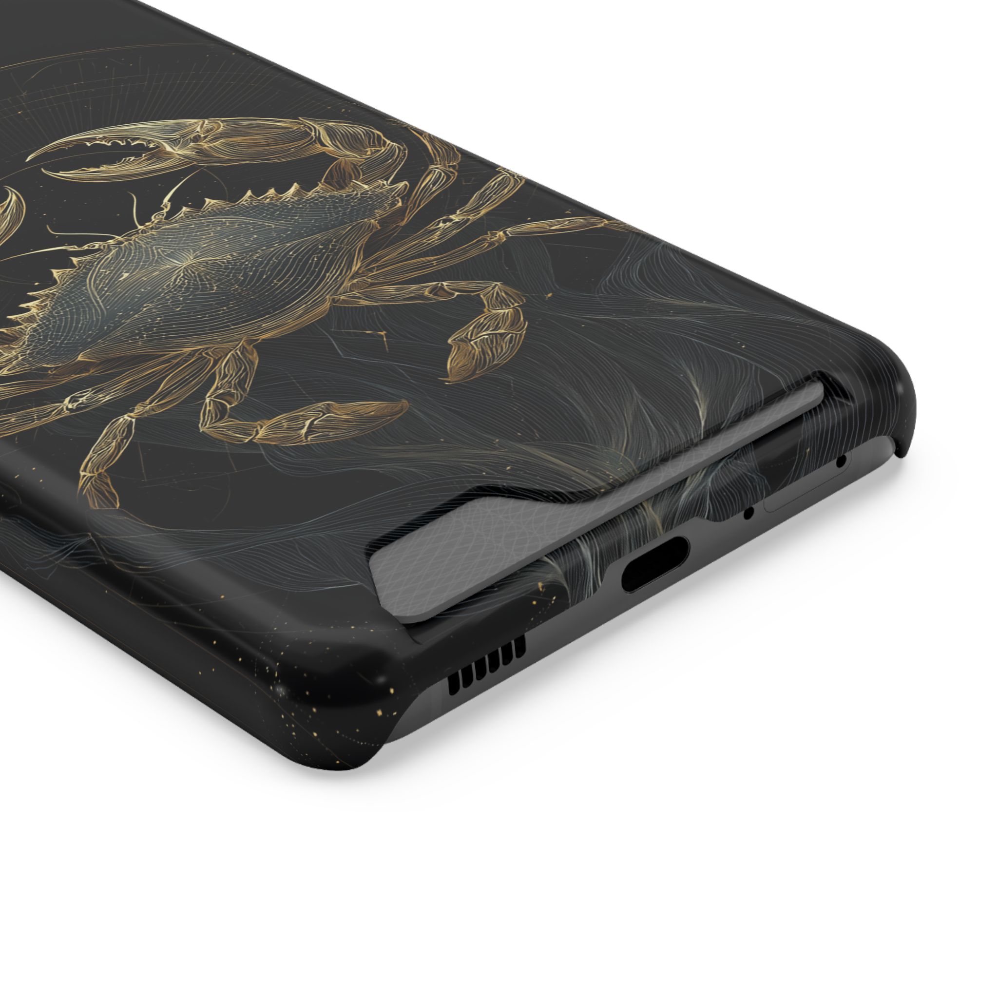 Cancer Zodiac Phone Case with Card Holder – Celestial Gold Crab - Image 66