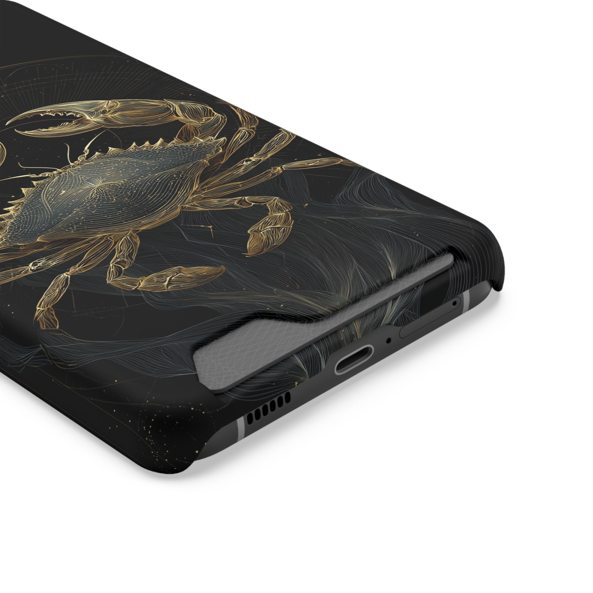 Cancer Zodiac Phone Case with Card Holder – Celestial Gold Crab - Image 14
