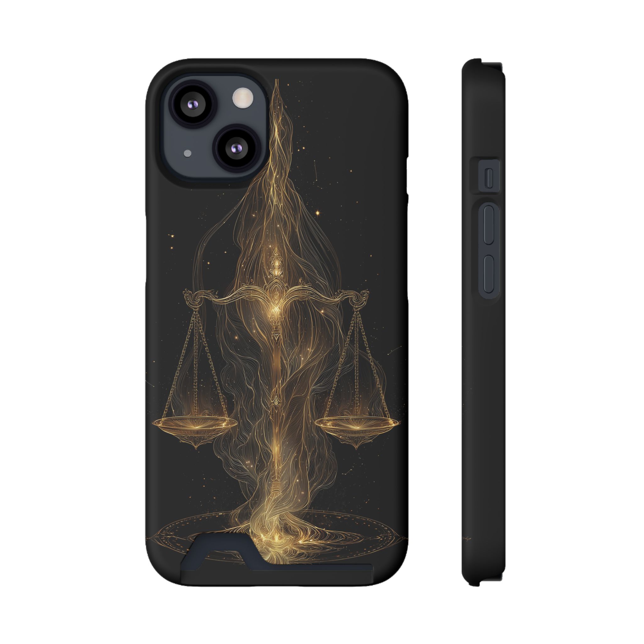 Libra Zodiac Phone Case with Card Holder – Celestial Gold Scales - Image 29