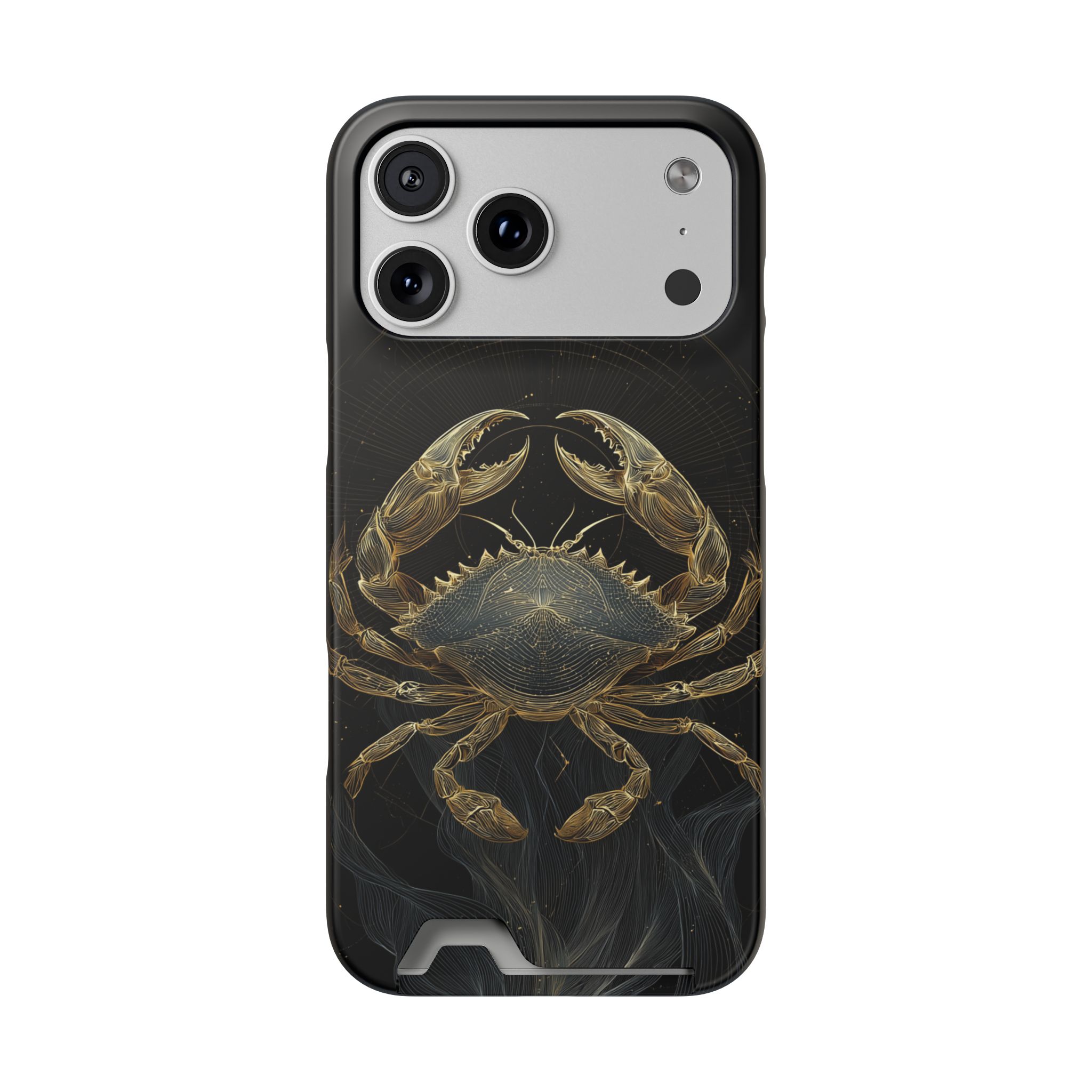 Cancer Zodiac Phone Case with Card Holder – Celestial Gold Crab - Image 84
