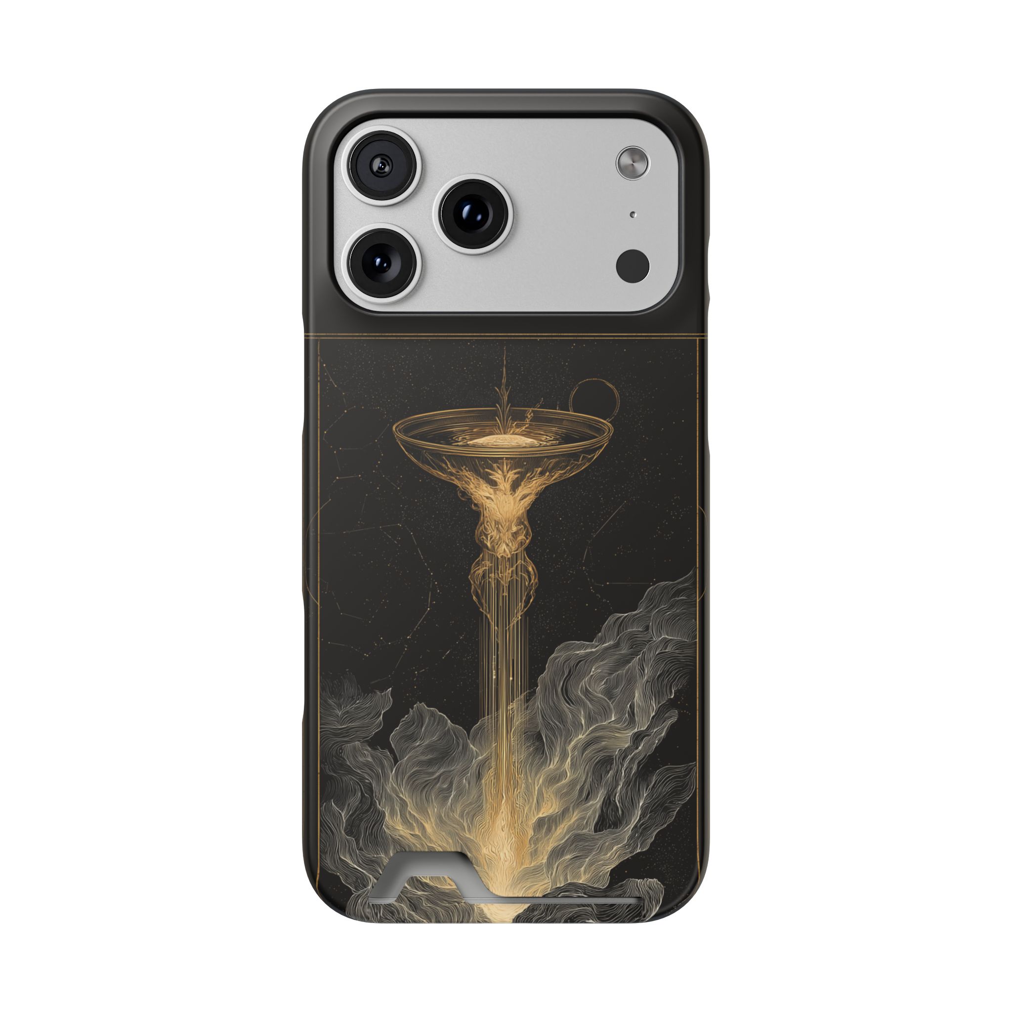 Aquarius Zodiac Phone Case with Card Holder – Celestial Gold Water Bearer - Image 84