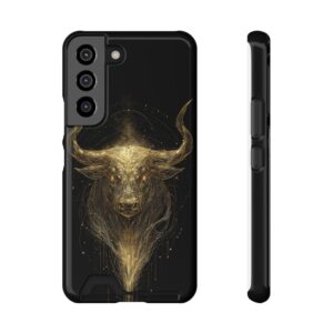 Taurus Zodiac Phone Case with Card Holder – Celestial Gold Bull