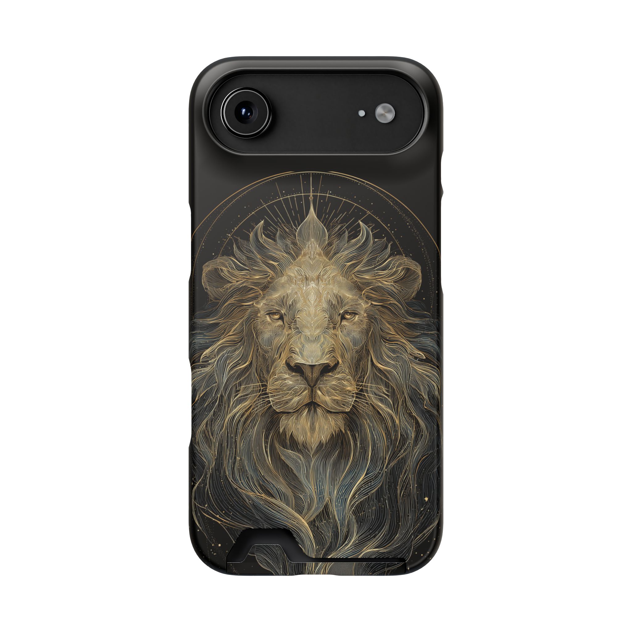 Leo Zodiac Phone Case with Card Holder – Celestial Gold Lion - Image 82