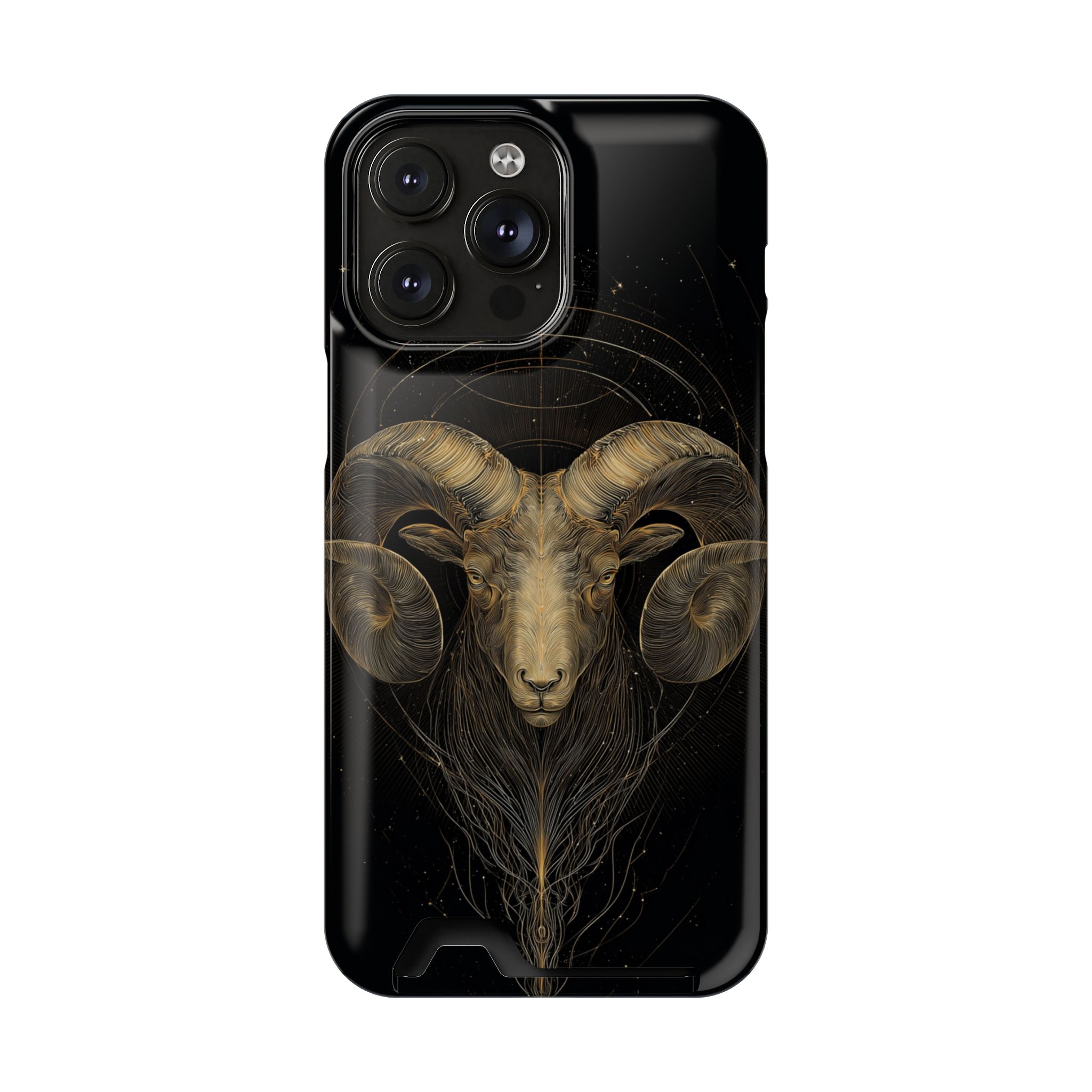 Aries Zodiac Phone Case with Card Holder – Celestial Gold Constellation - Image 96