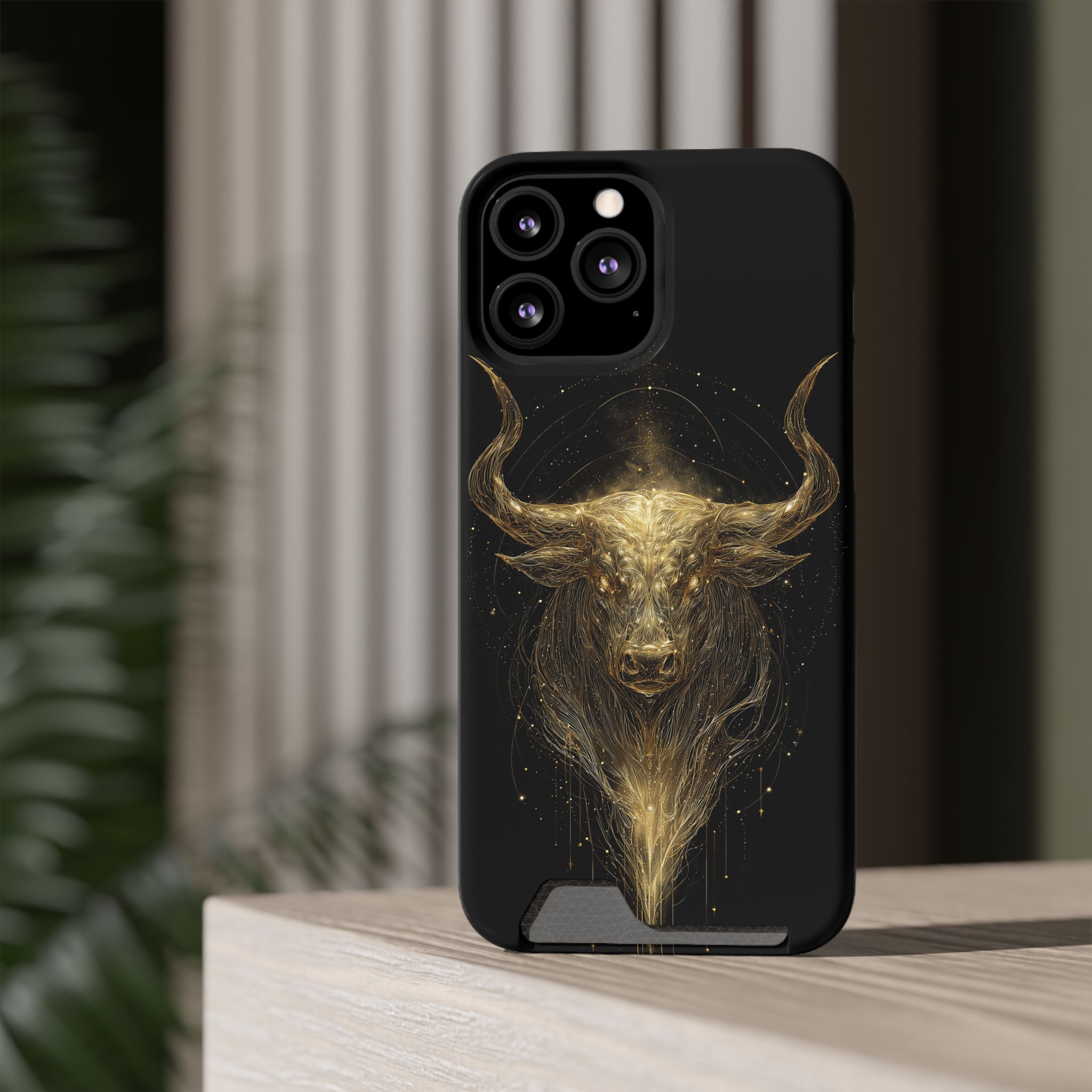 Taurus Zodiac Phone Case with Card Holder – Celestial Gold Bull - Image 52
