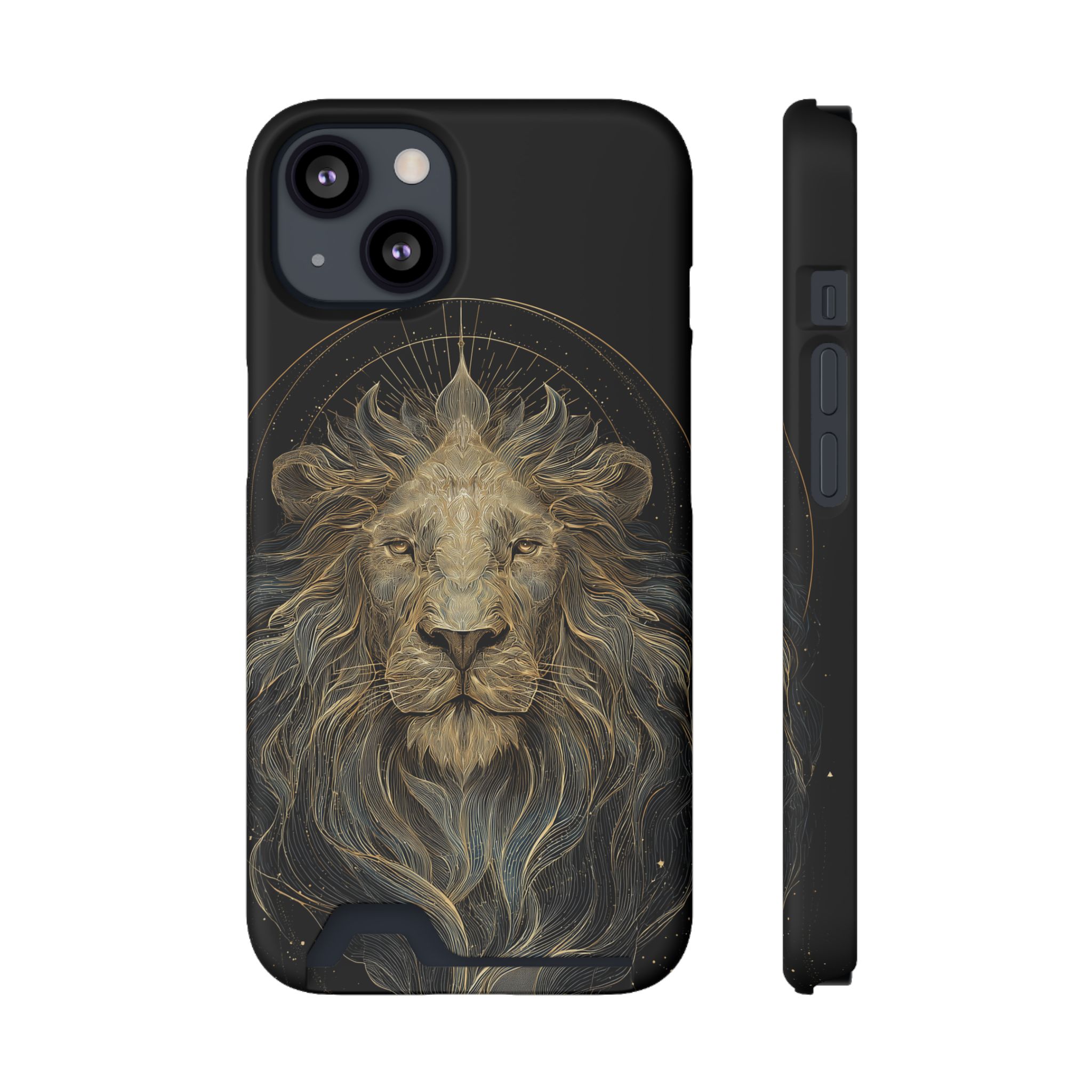 Leo Zodiac Phone Case with Card Holder – Celestial Gold Lion - Image 29