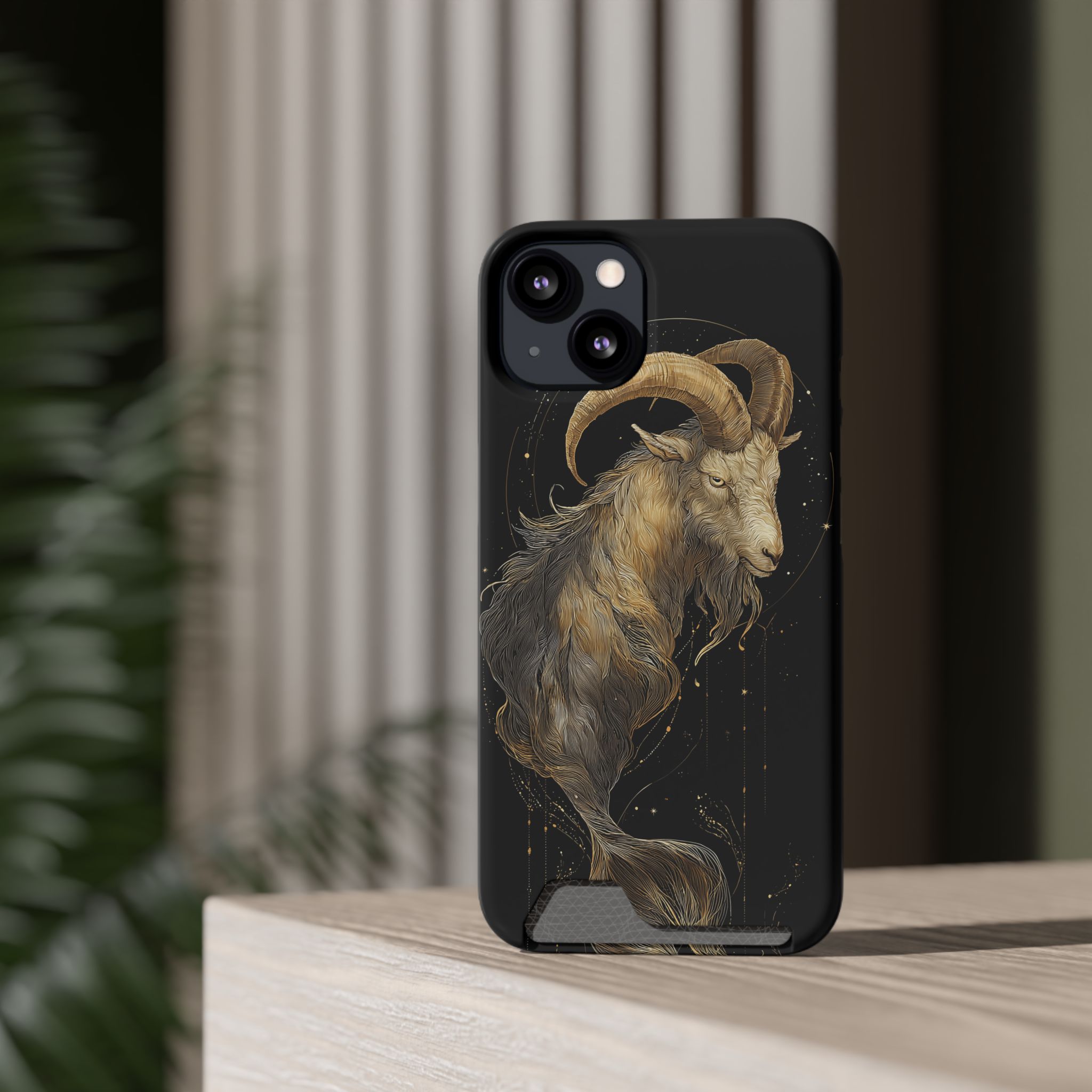 Capricorn Zodiac Phone Case with Card Holder – Celestial Gold Sea-Goat - Image 28