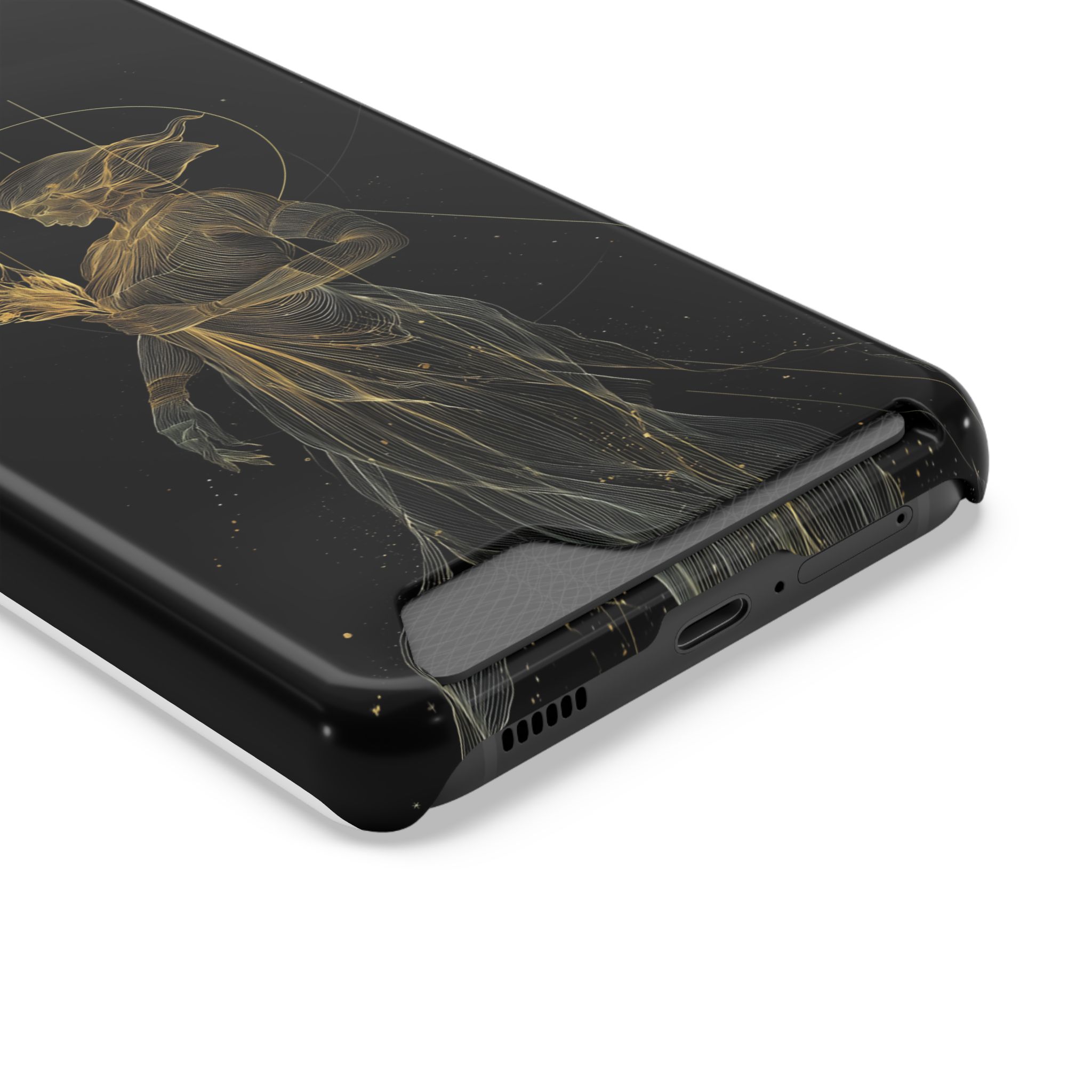 Virgo Zodiac Phone Case with Card Holder – Celestial Gold Maiden - Image 2