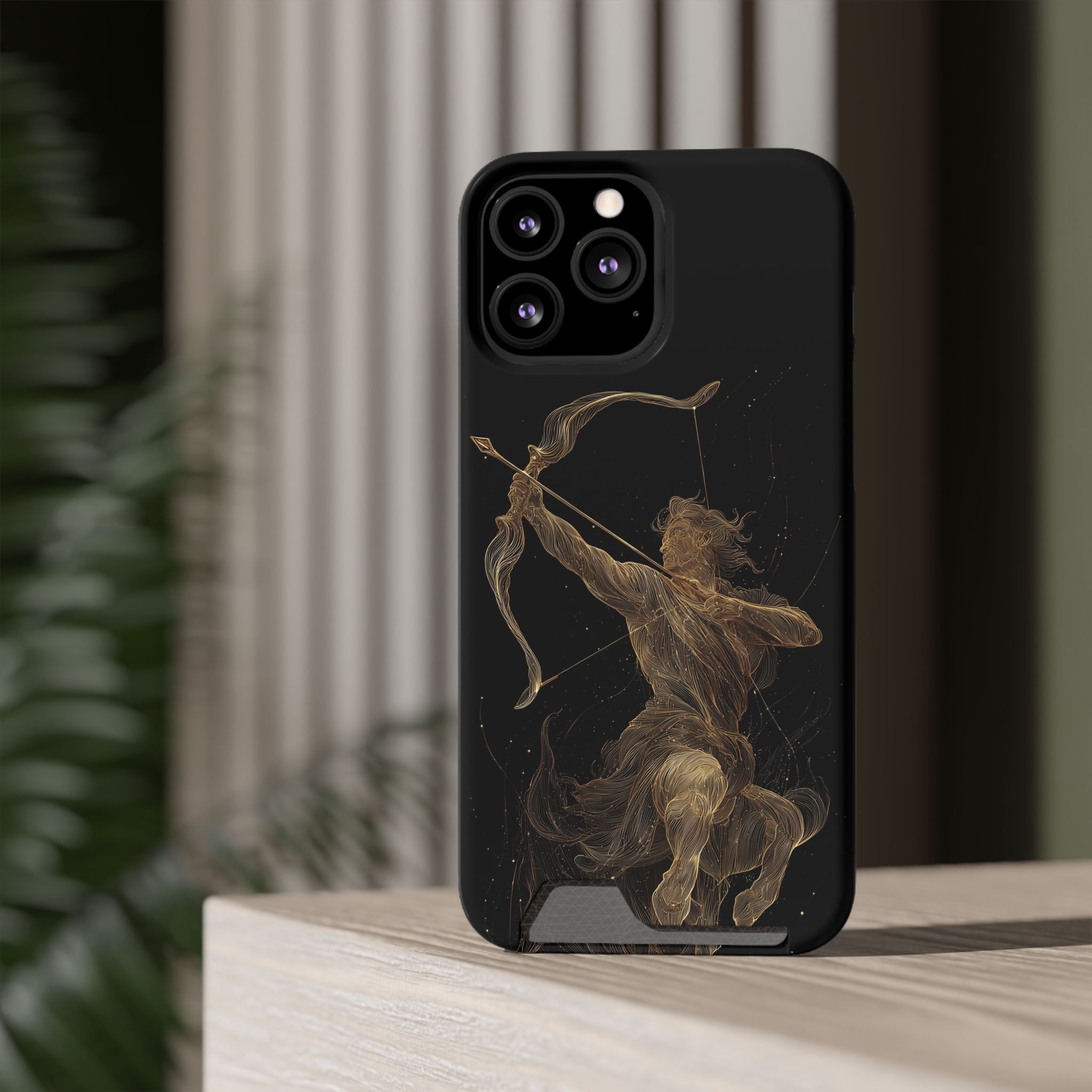 Sagittarius Zodiac Phone Case with Card Holder – Celestial Gold Archer - Image 52