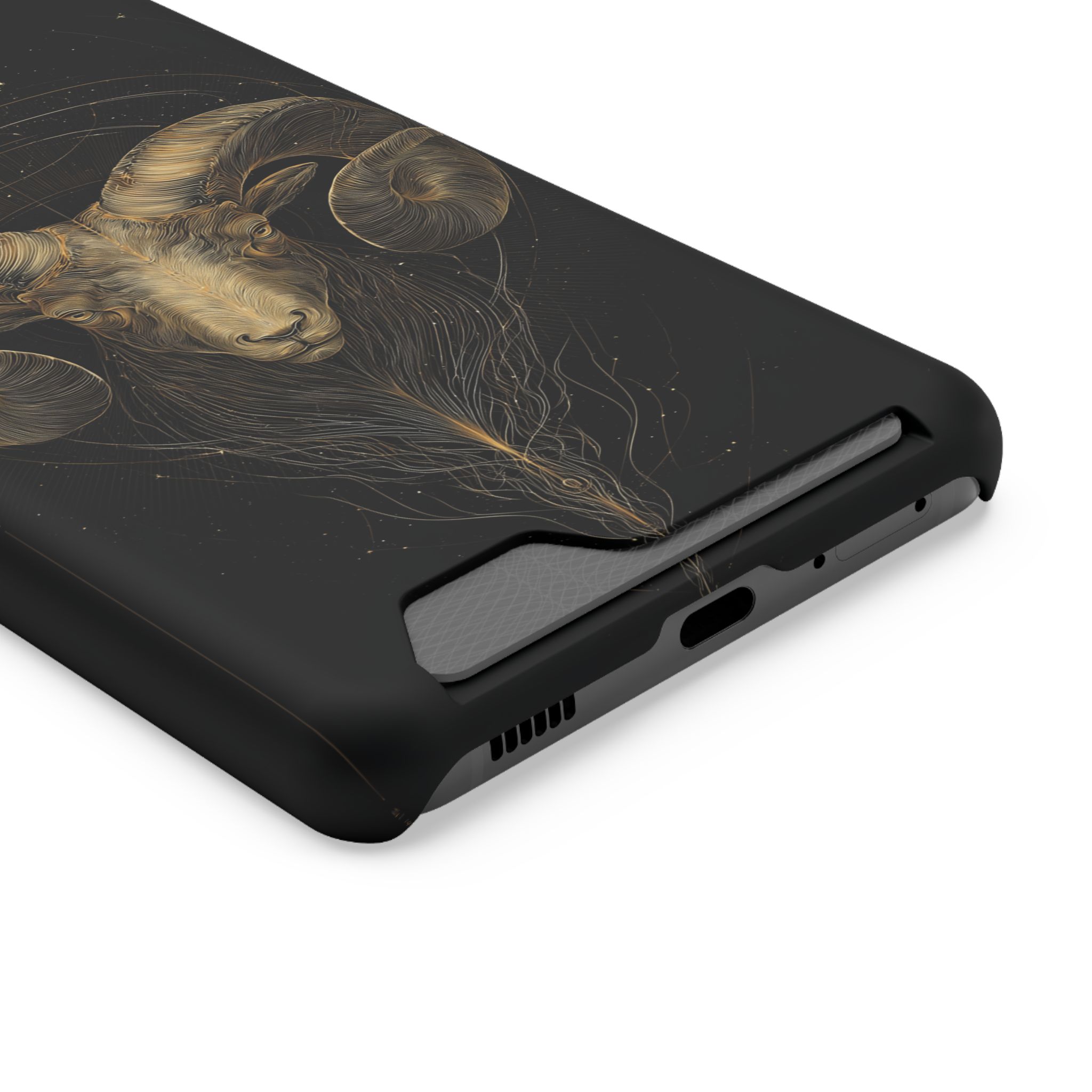 Aries Zodiac Phone Case with Card Holder – Celestial Gold Constellation - Image 70