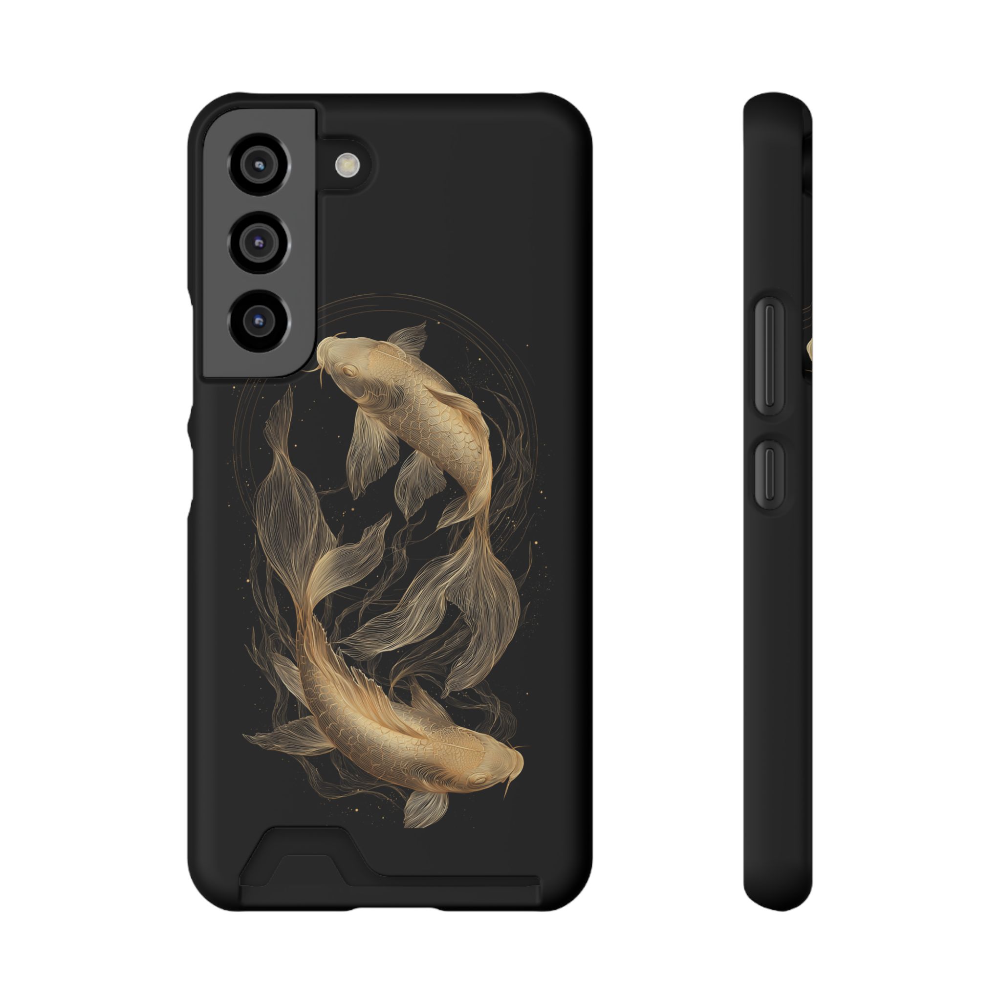 Pisces Zodiac Phone Case with Card Holder – Celestial Gold Fish - Image 5