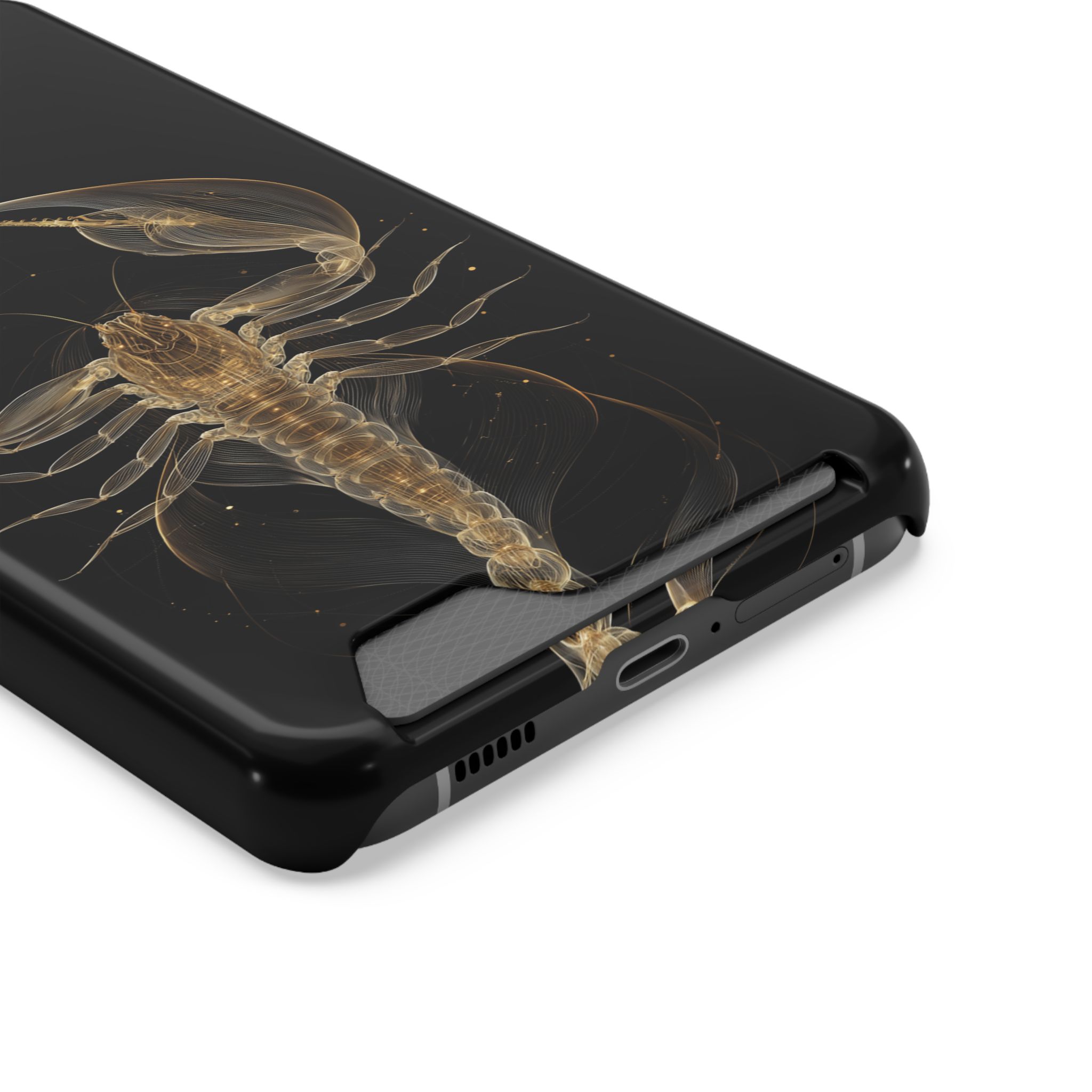 Scorpio Zodiac Phone Case with Card Holder – Celestial Gold Scorpion - Image 10